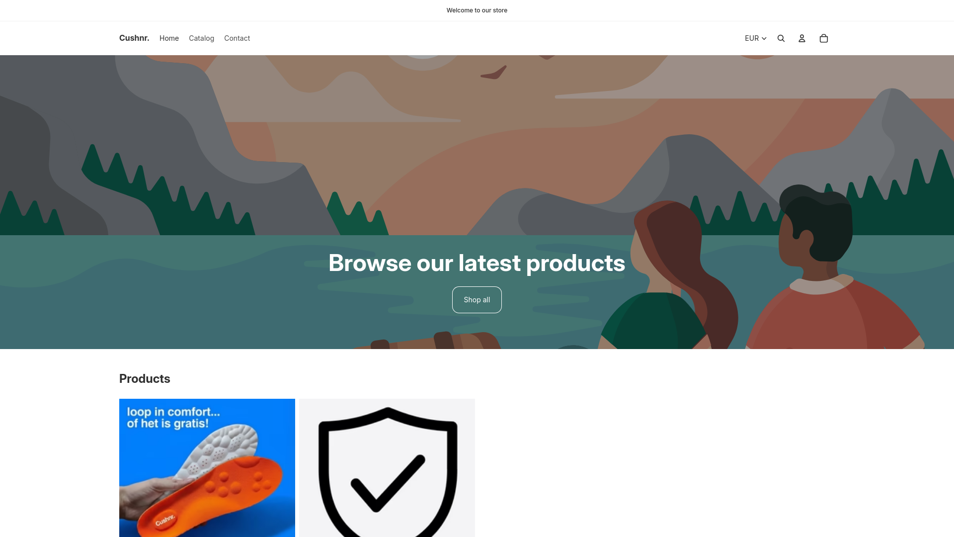 website screenshot of https://cushnr.shop/