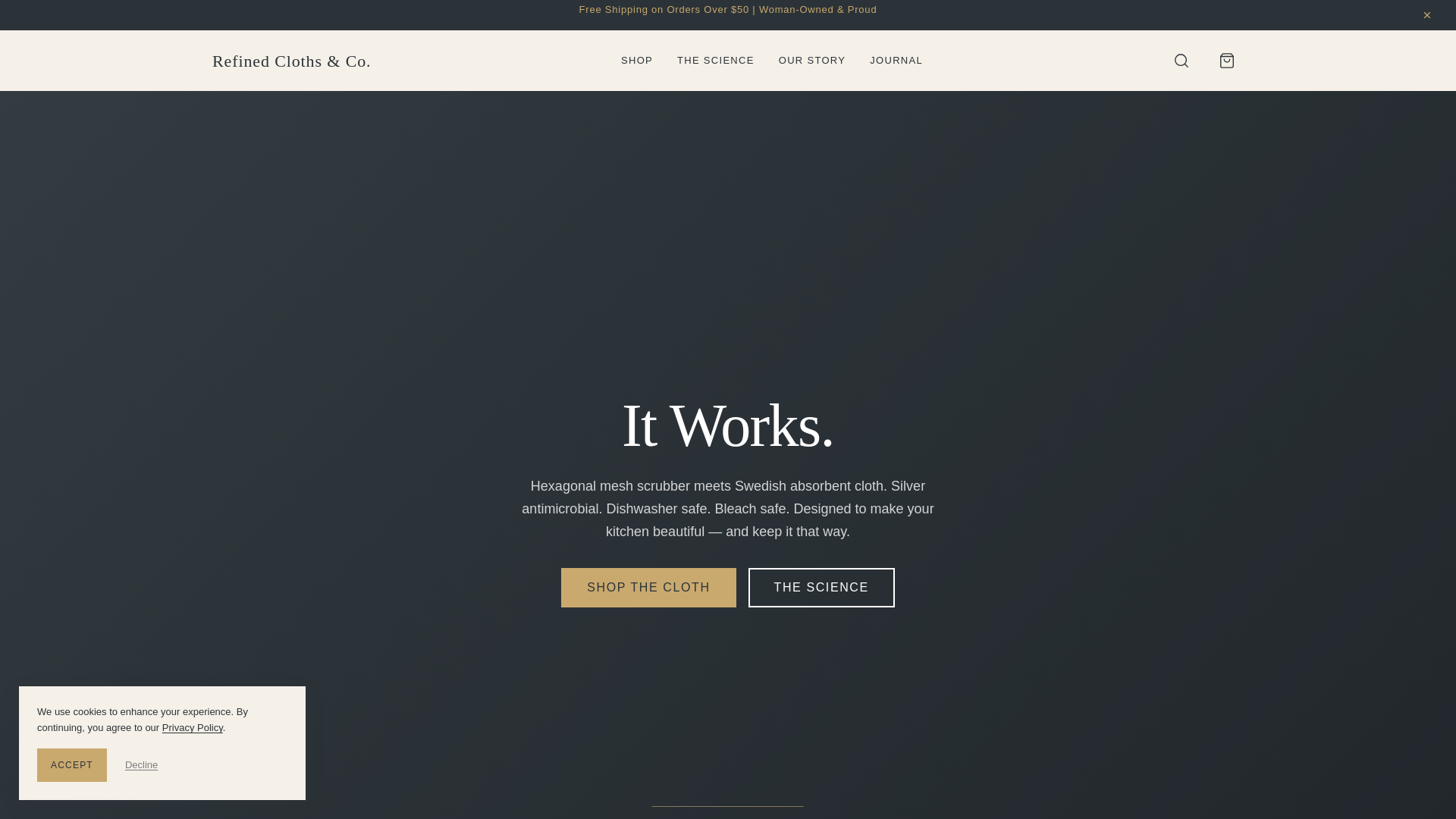 website screenshot of https://refinedclothsandco.com/
