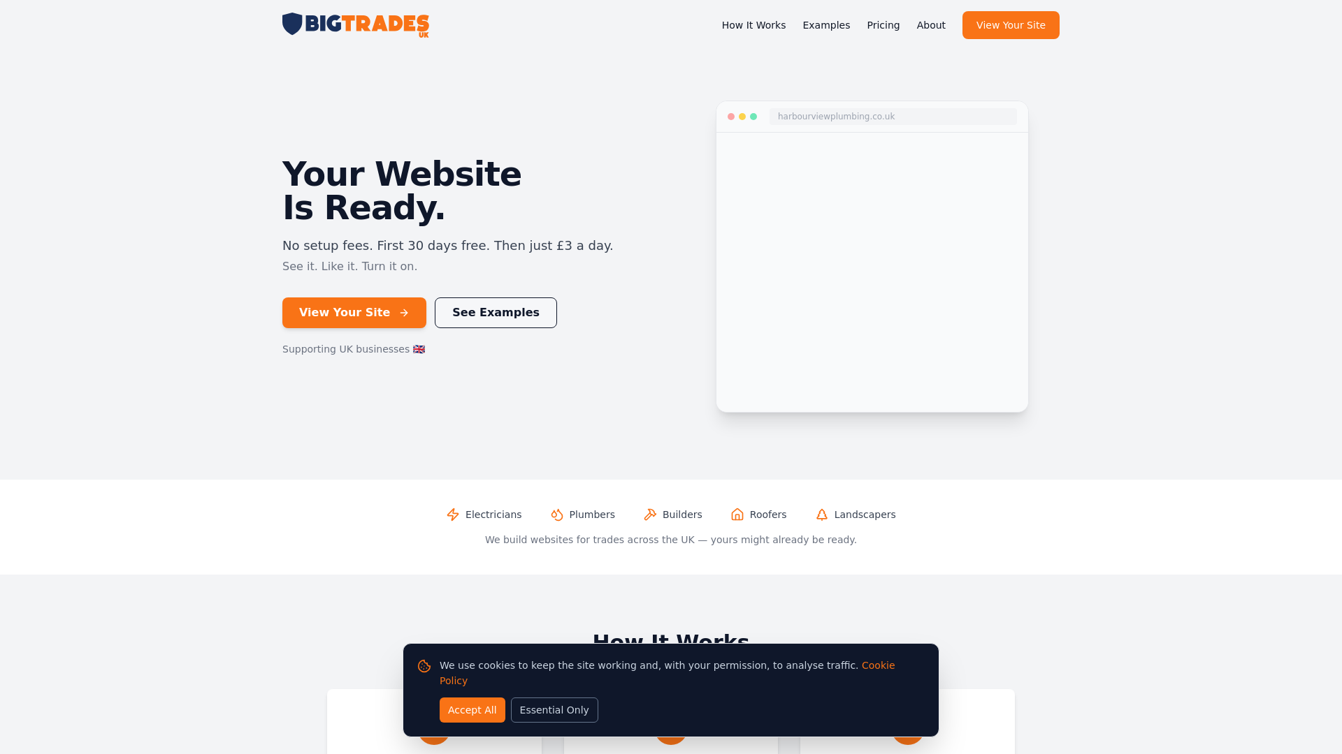 website screenshot of https://bigtradesuk.co.uk