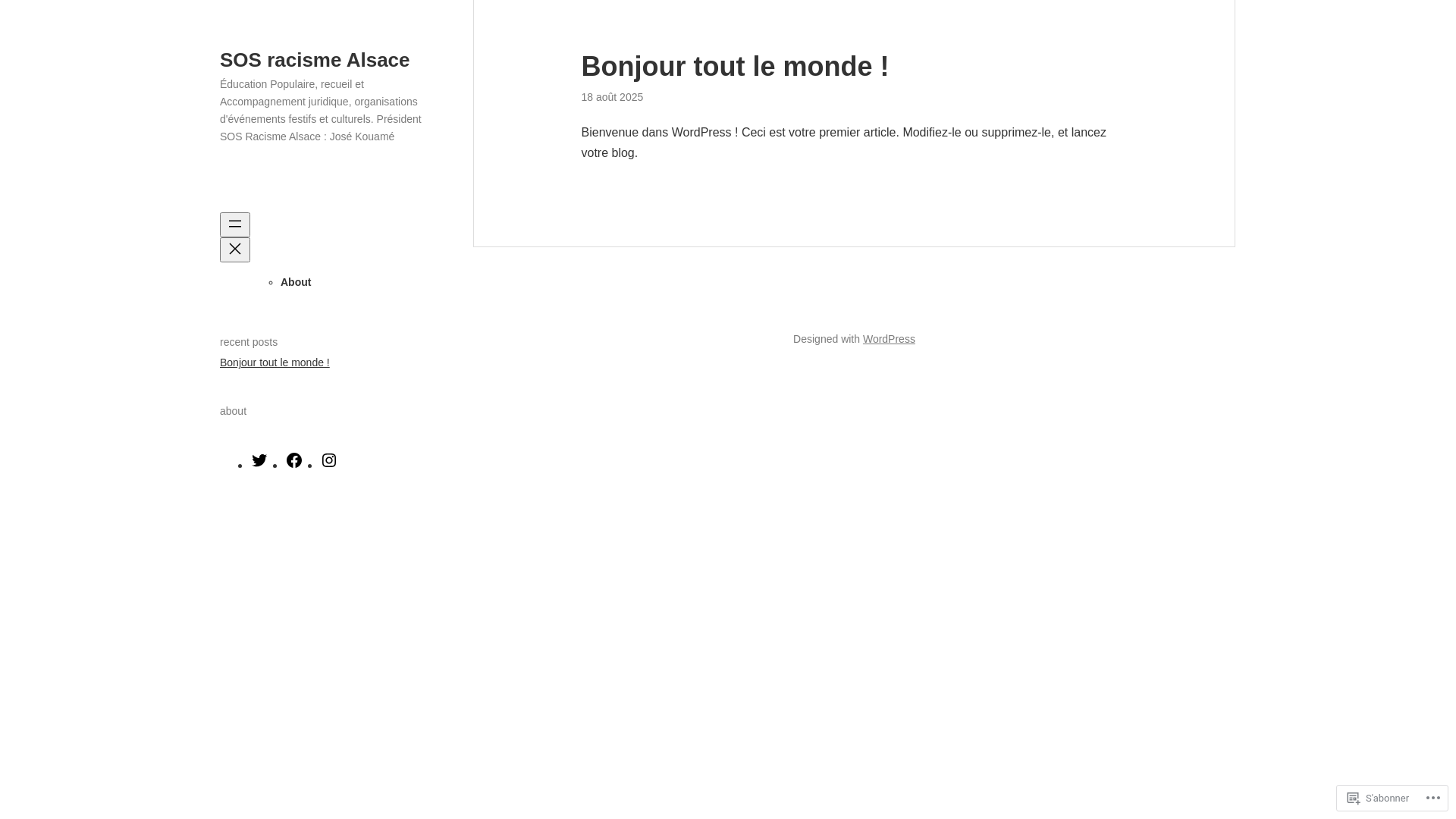 website screenshot of https://sosracismealsace.blog/