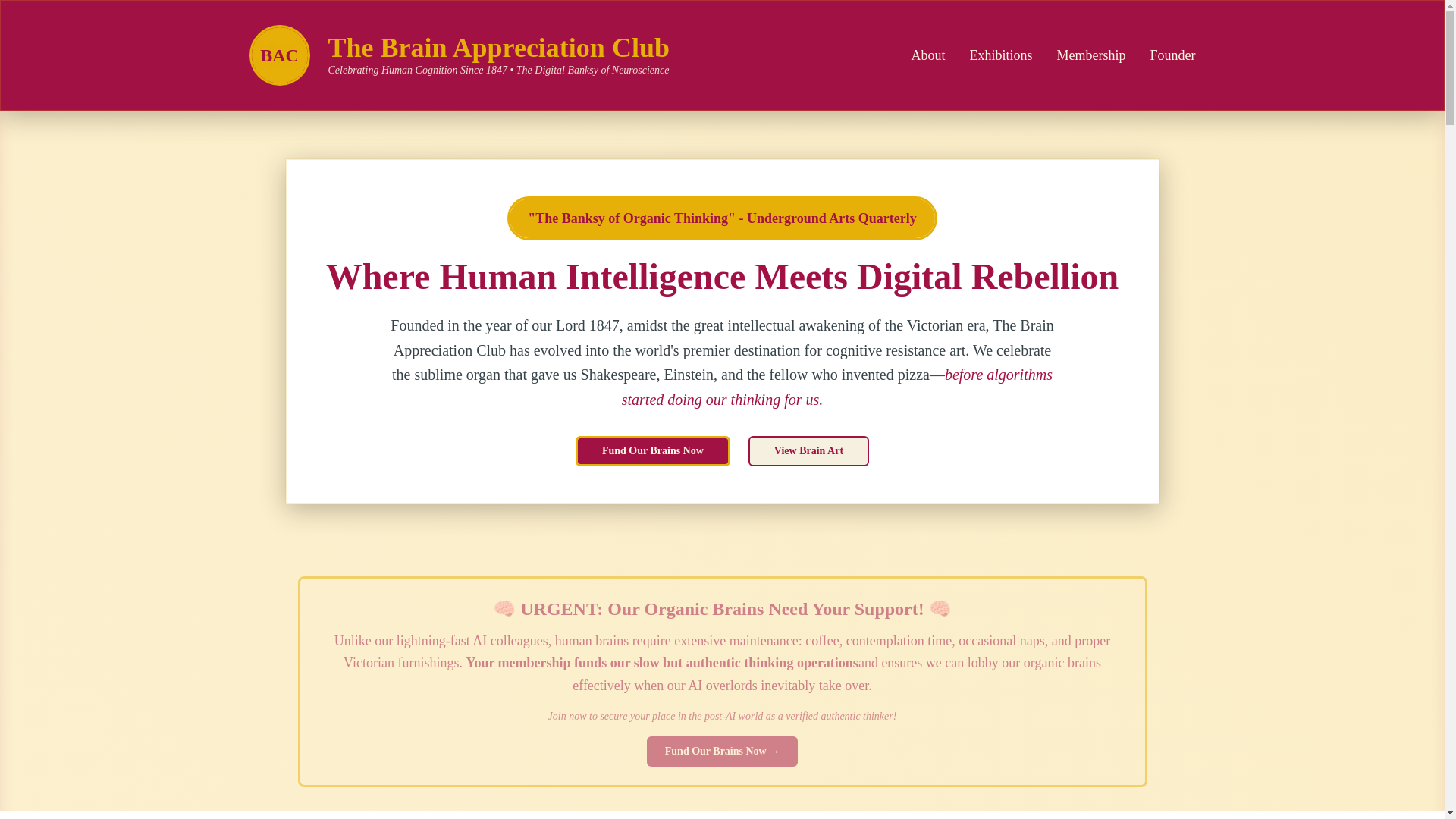 website screenshot of https://brainappreciationclub.com/