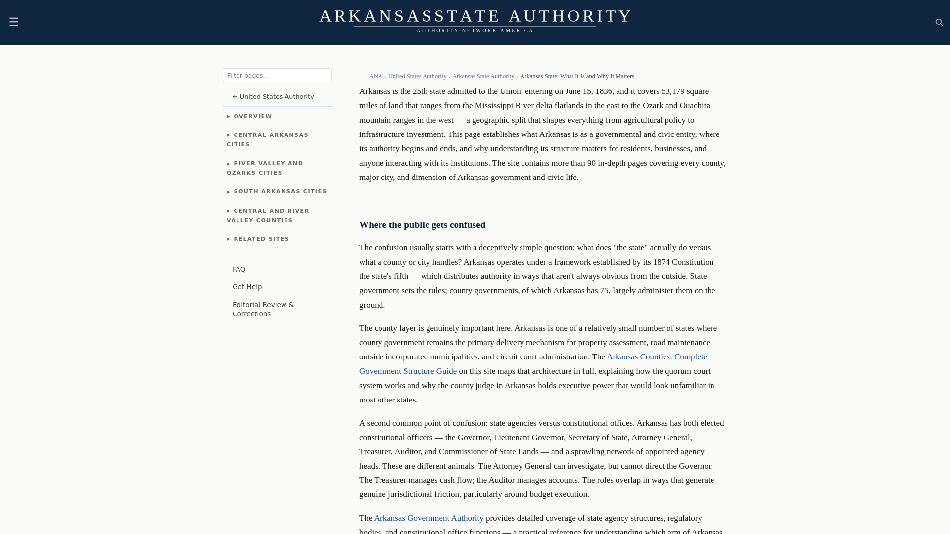 website screenshot of https://arkansasstateauthority.com/