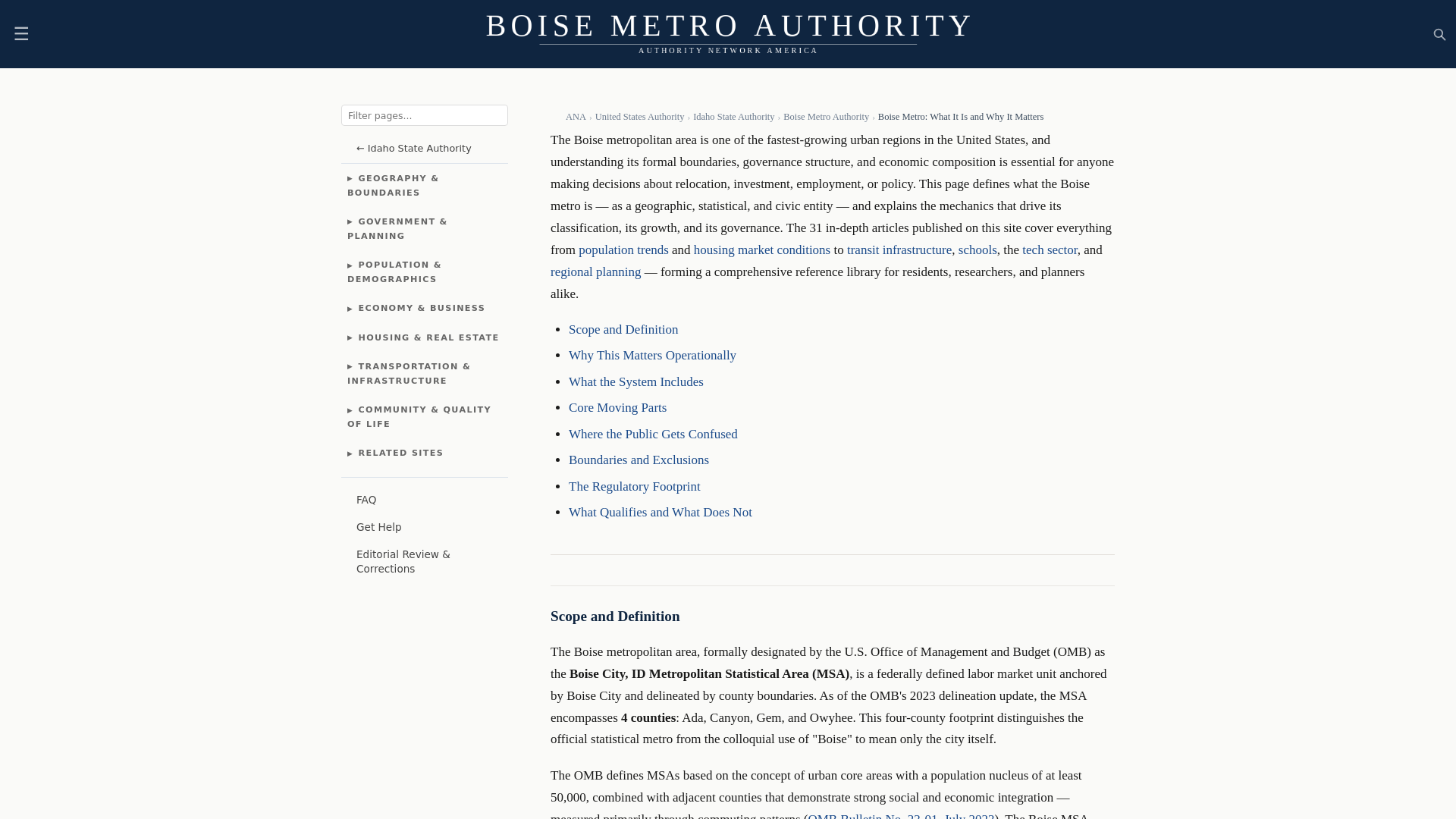 website screenshot of https://boisemetroauthority.com/