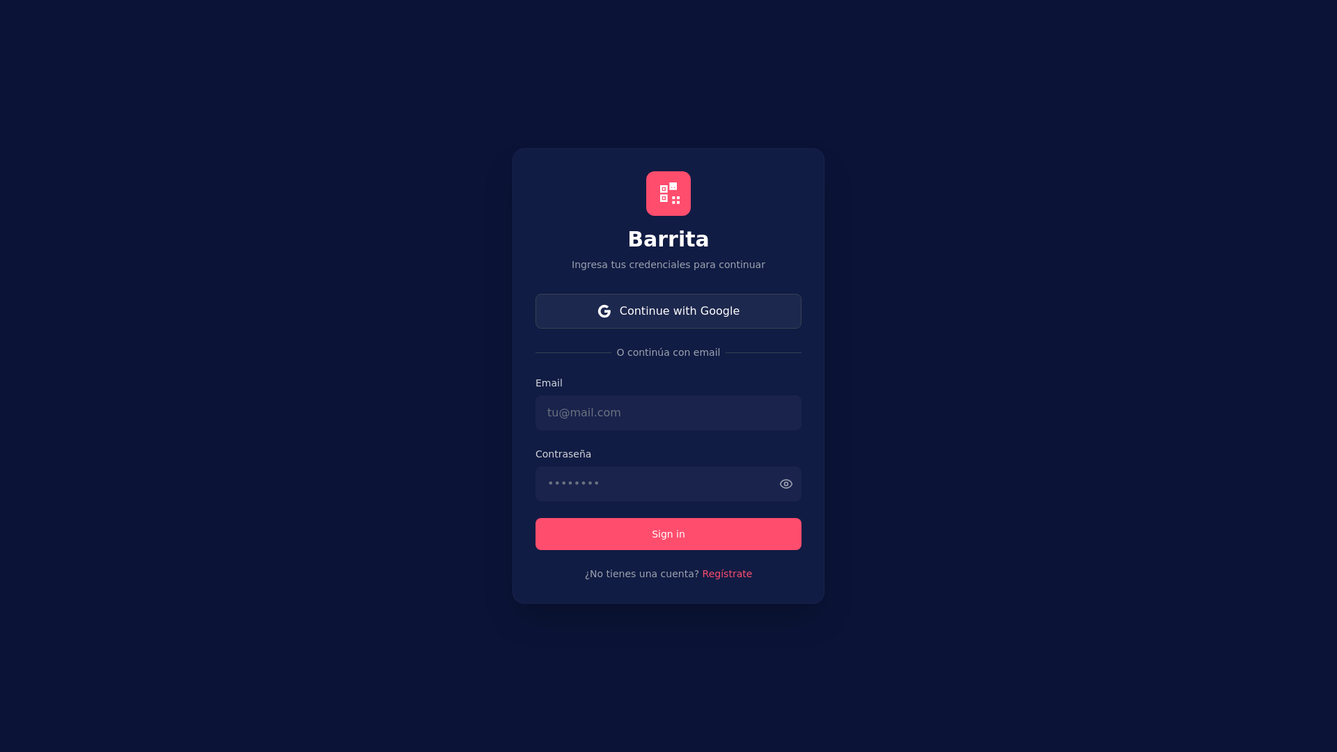 website screenshot of https://barrita.app/