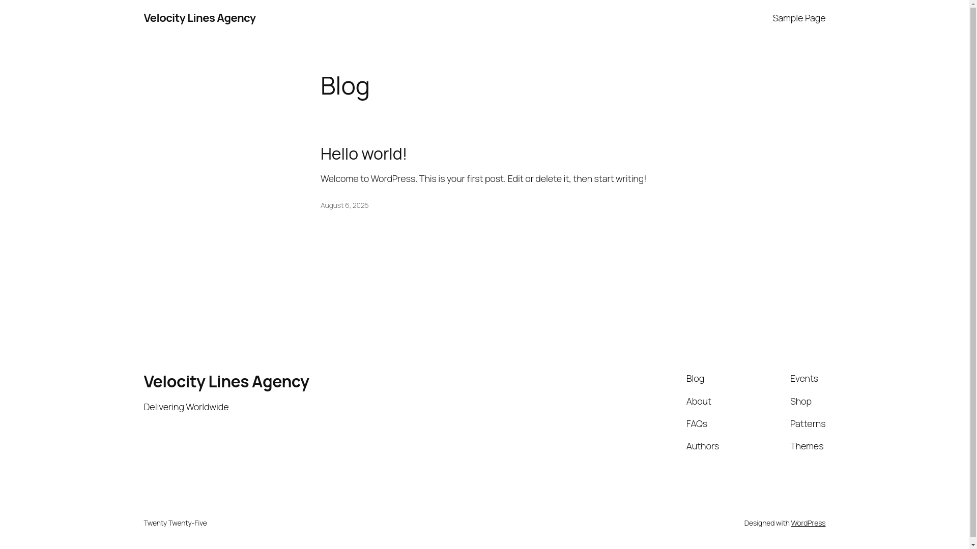 website screenshot of https://velocitylines.agency/