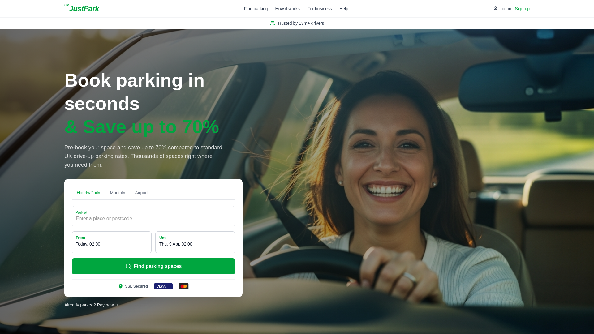 website screenshot of https://justpark.site