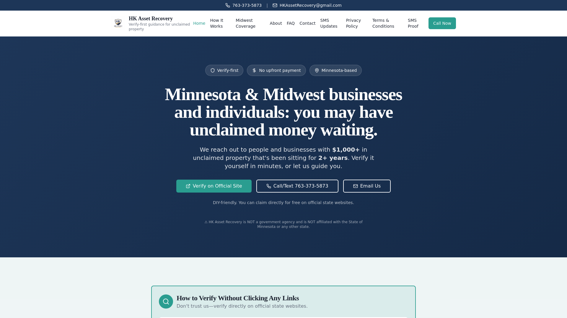 website screenshot of https://hkassetrecovery.com/