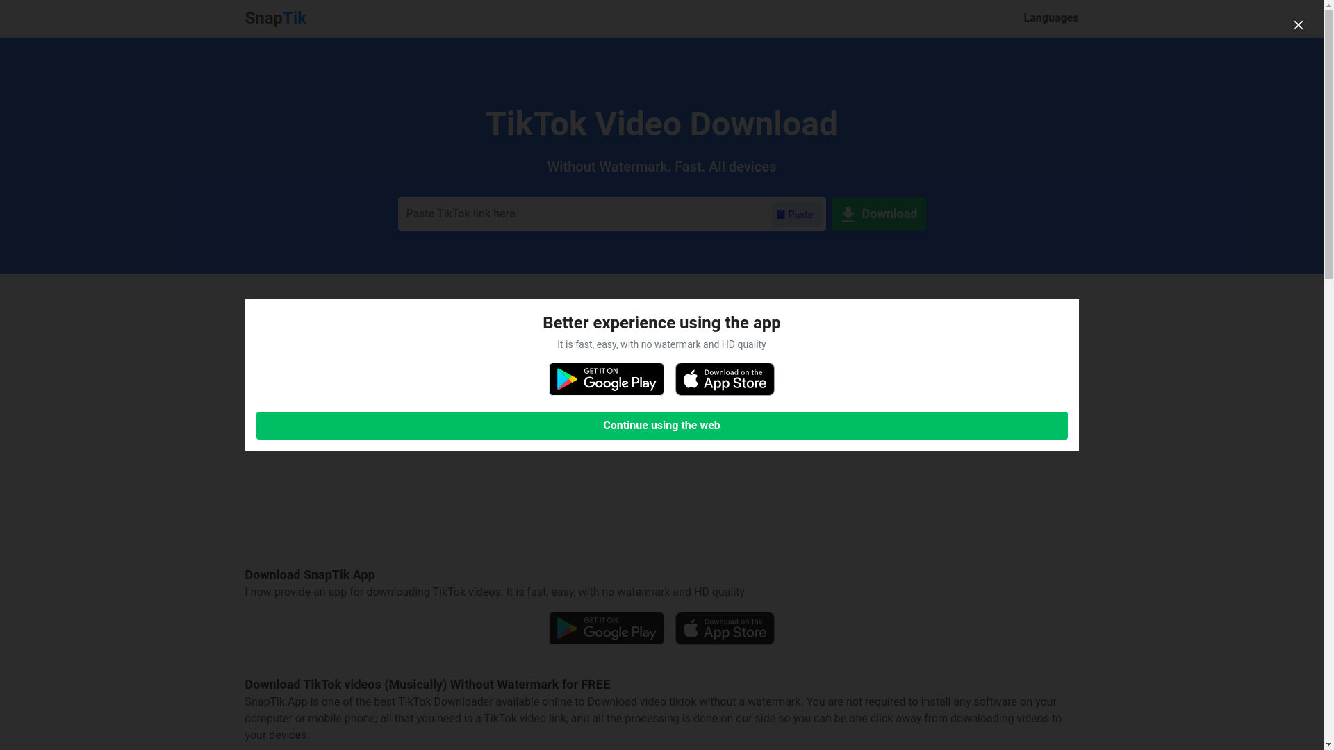 website screenshot of https://snaptik.app/en2