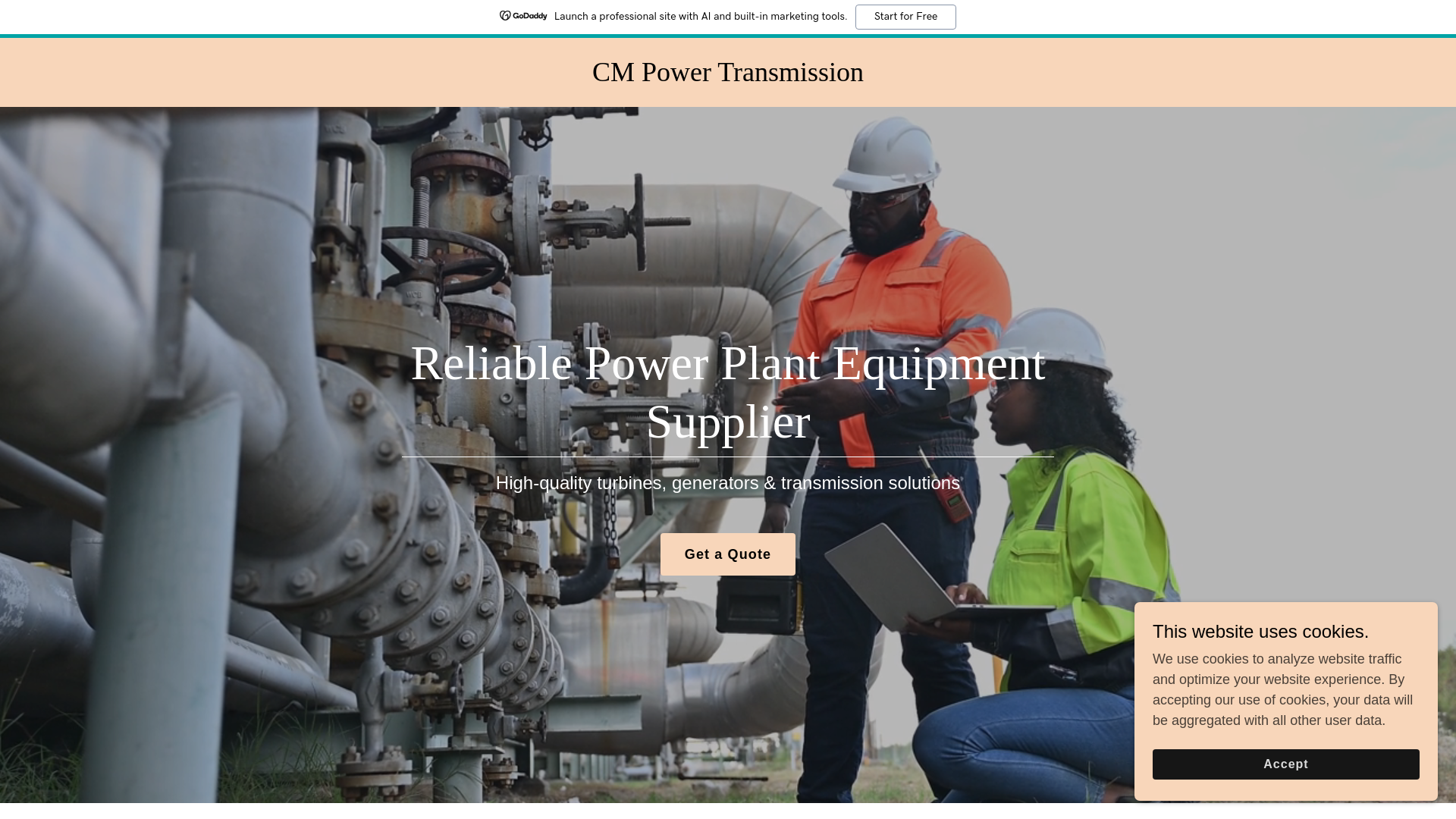 website screenshot of https://cmpowertransmission.com/