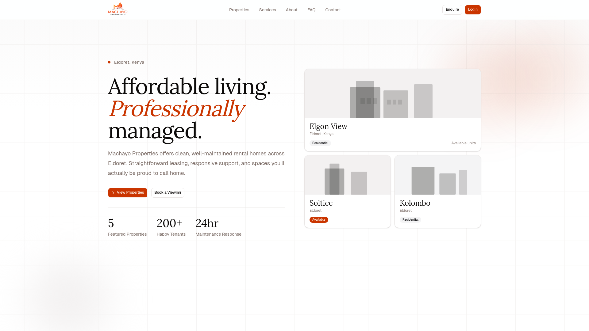 website screenshot of https://machayoproperties.com/