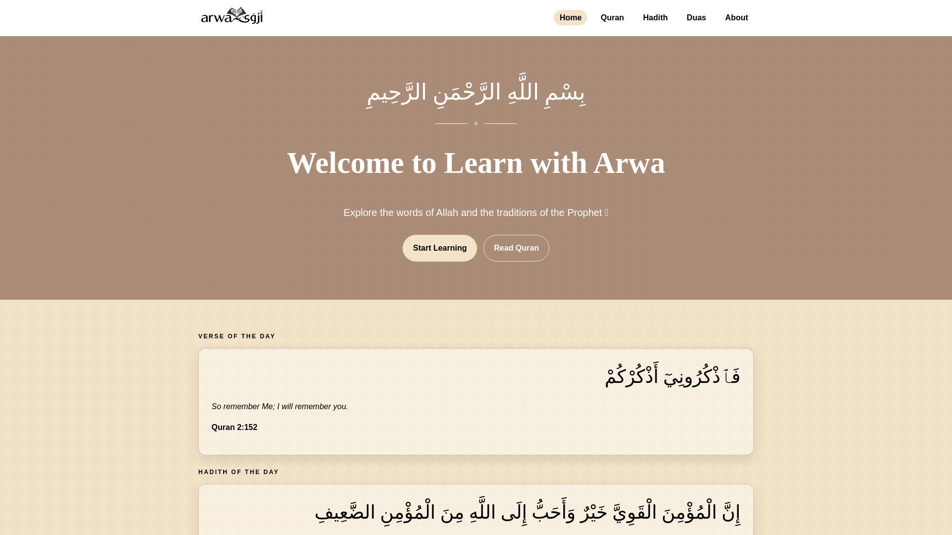 website screenshot of https://learnwitharwa.com/