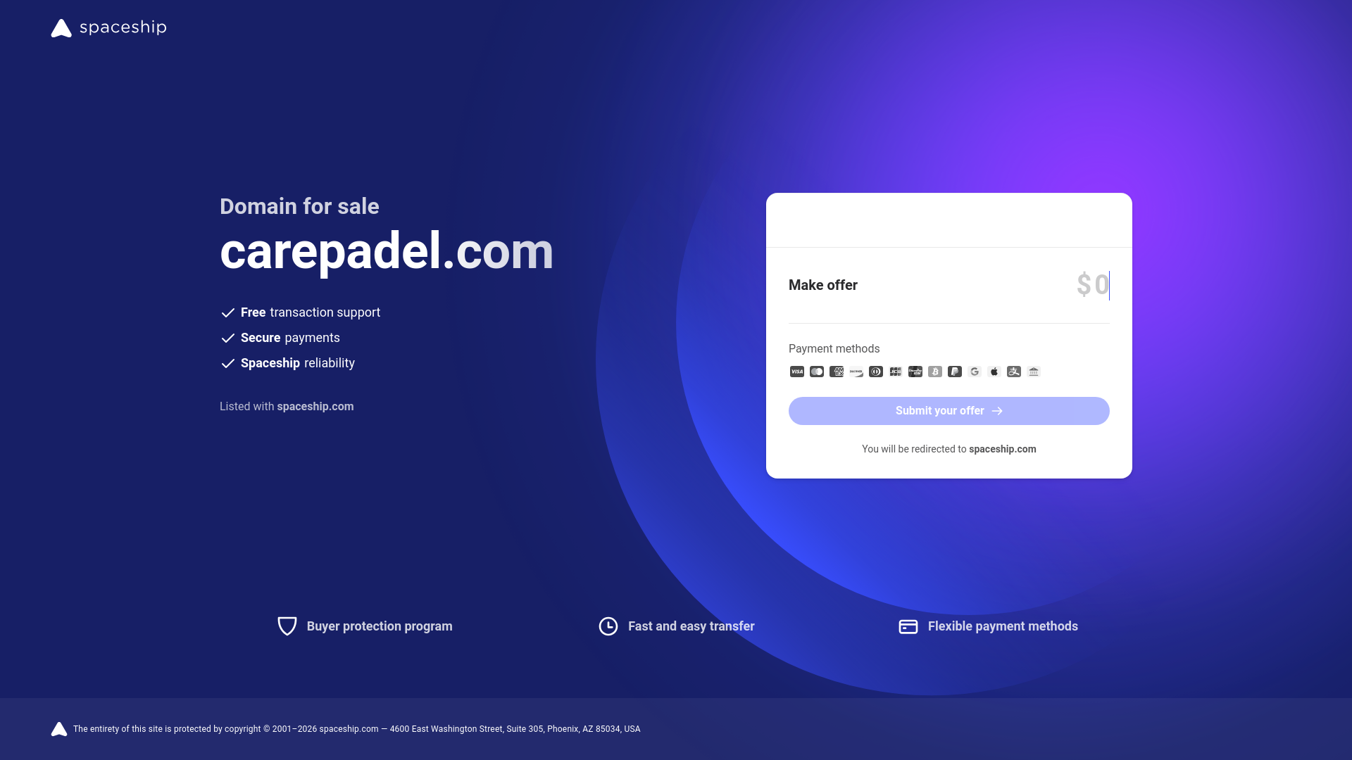website screenshot of https://carepadel.com/