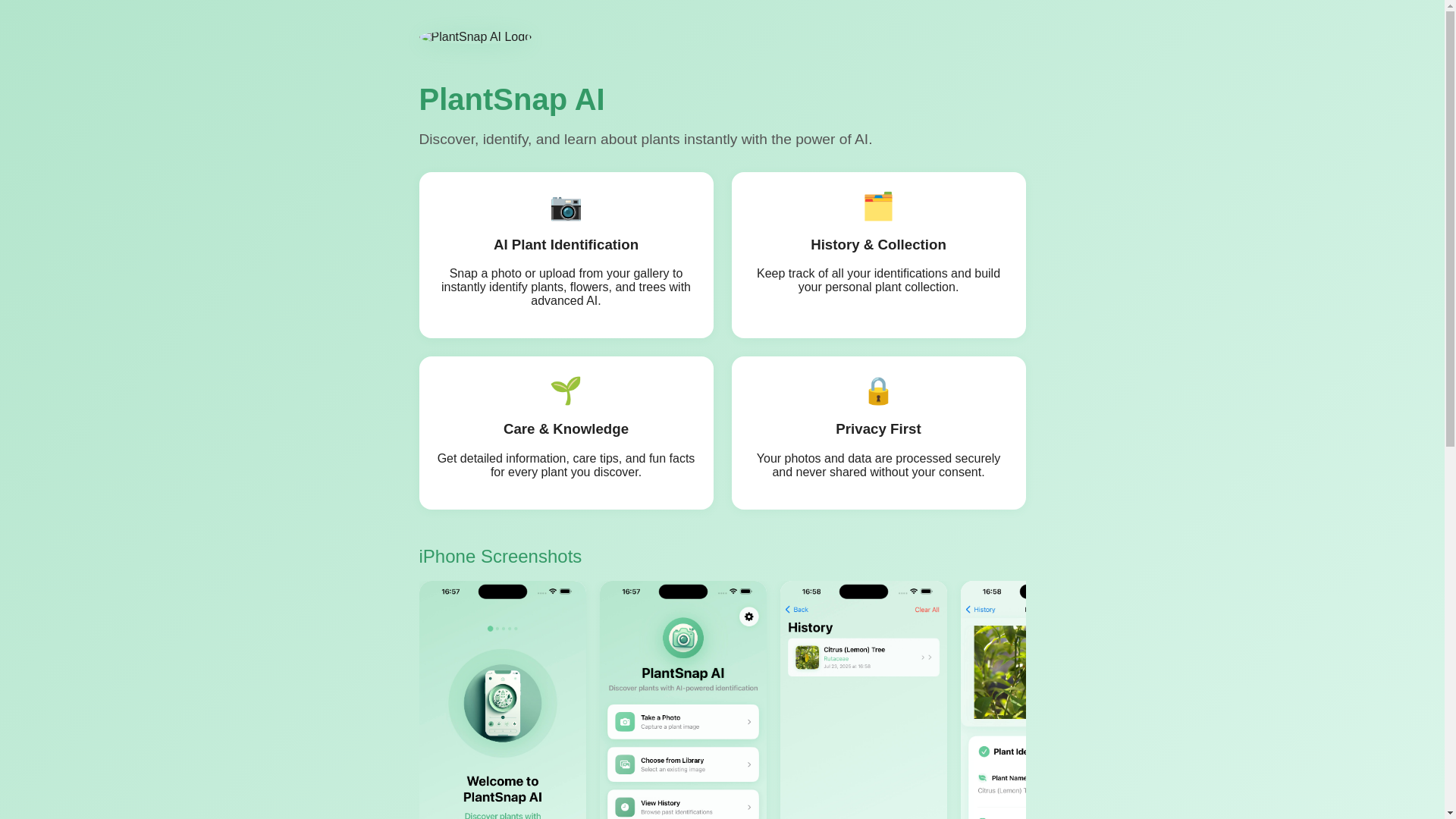 website screenshot of https://plantsnap.pages.dev/