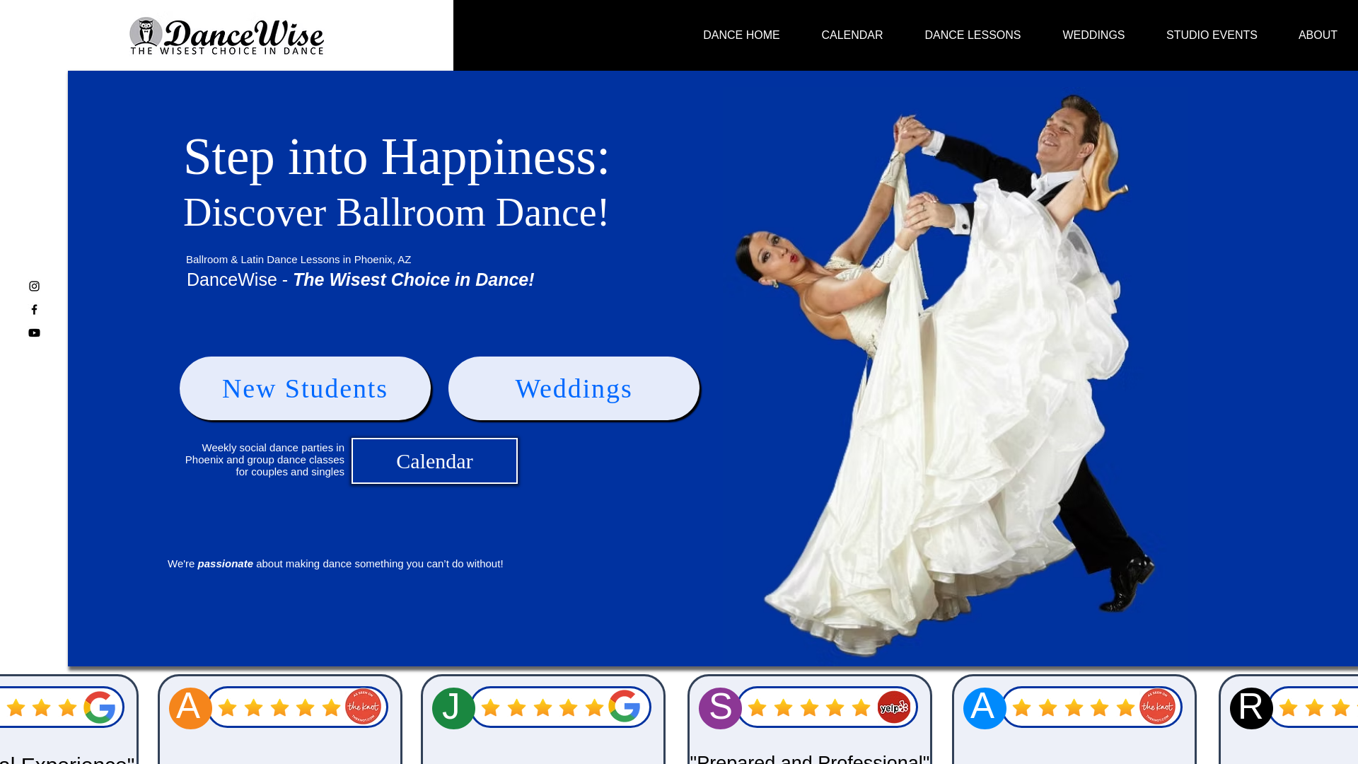 website screenshot of https://dancewisestepforwards.org