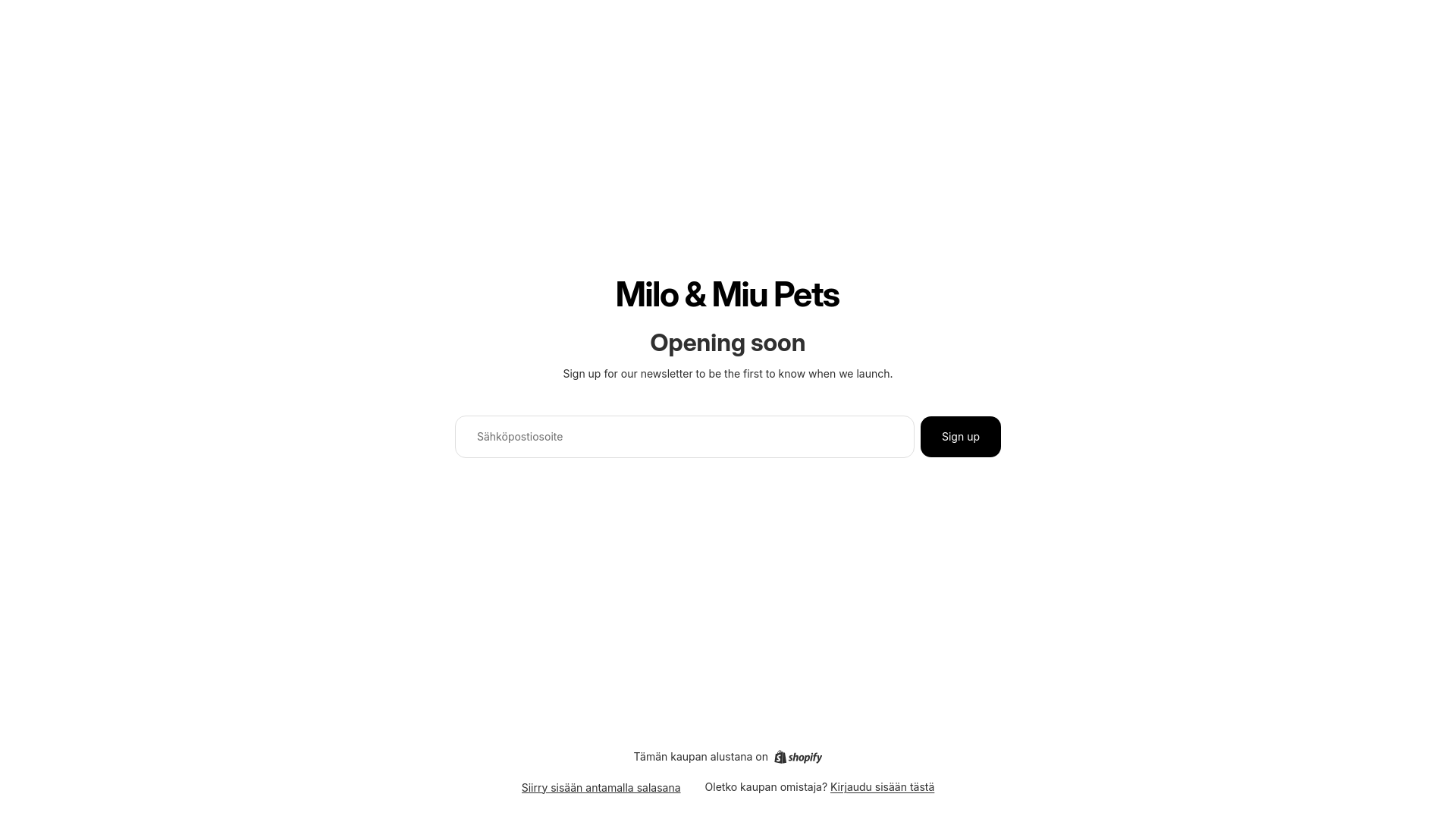 website screenshot of https://milomiupets.store/
