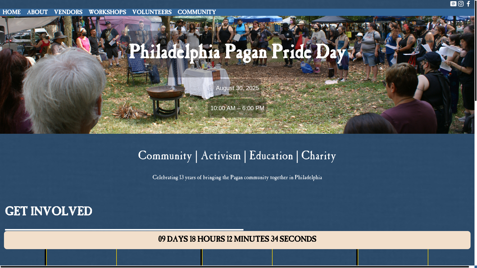 website screenshot of https://phillypaganpride.org/