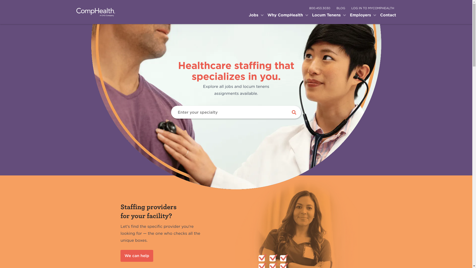 website screenshot of https://comphealth.com/