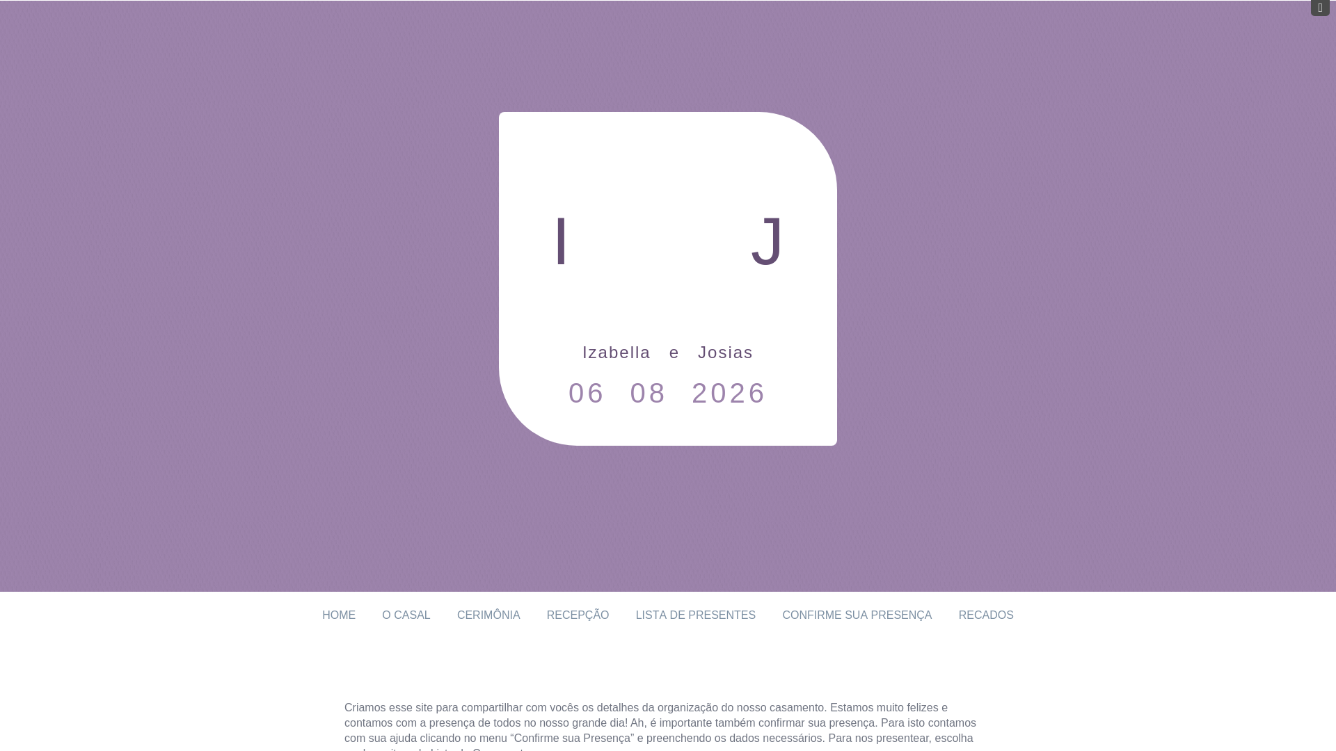 website screenshot of https://izabellaejosias.com.br/