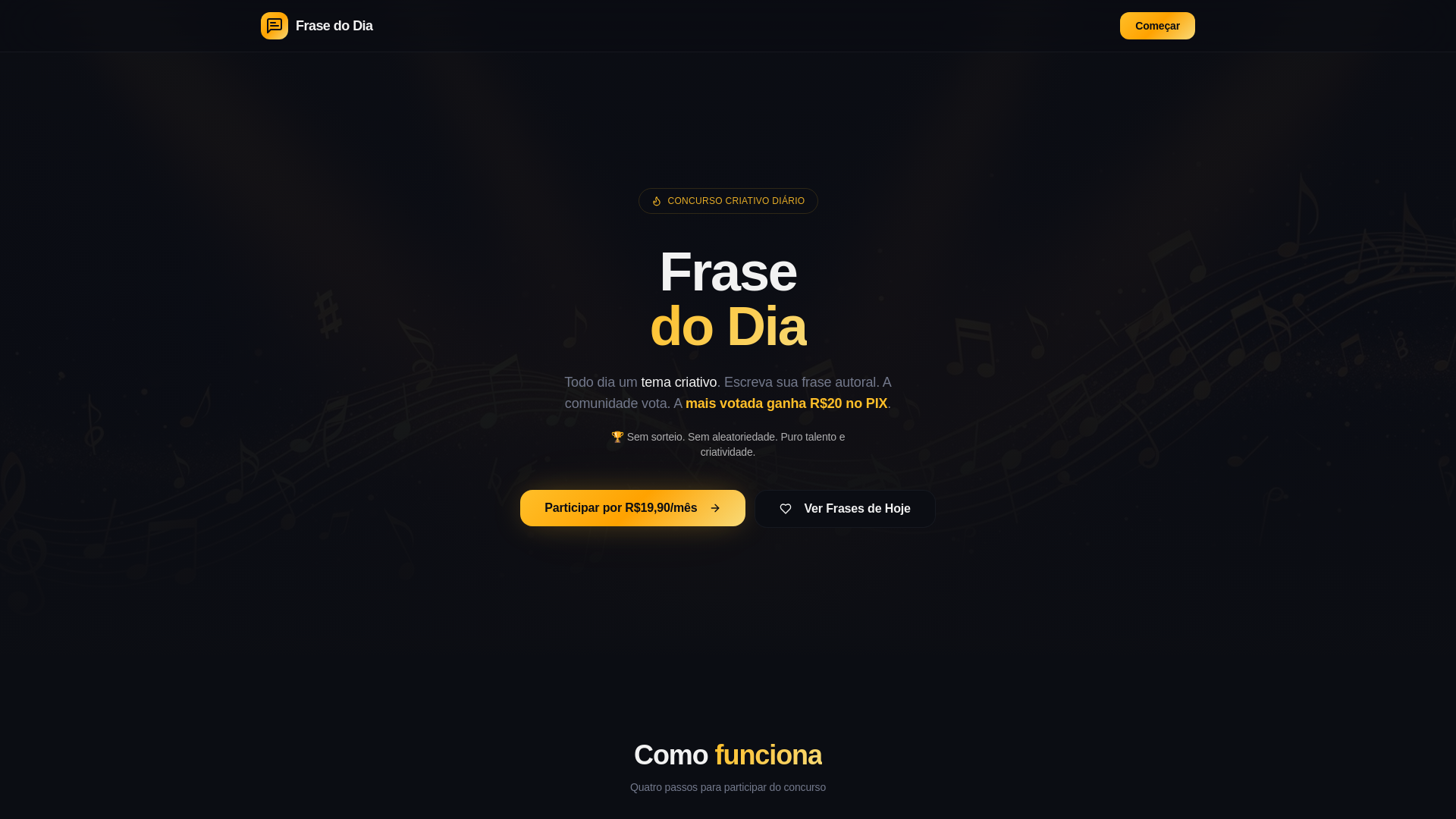 website screenshot of https://frasedodia.site/