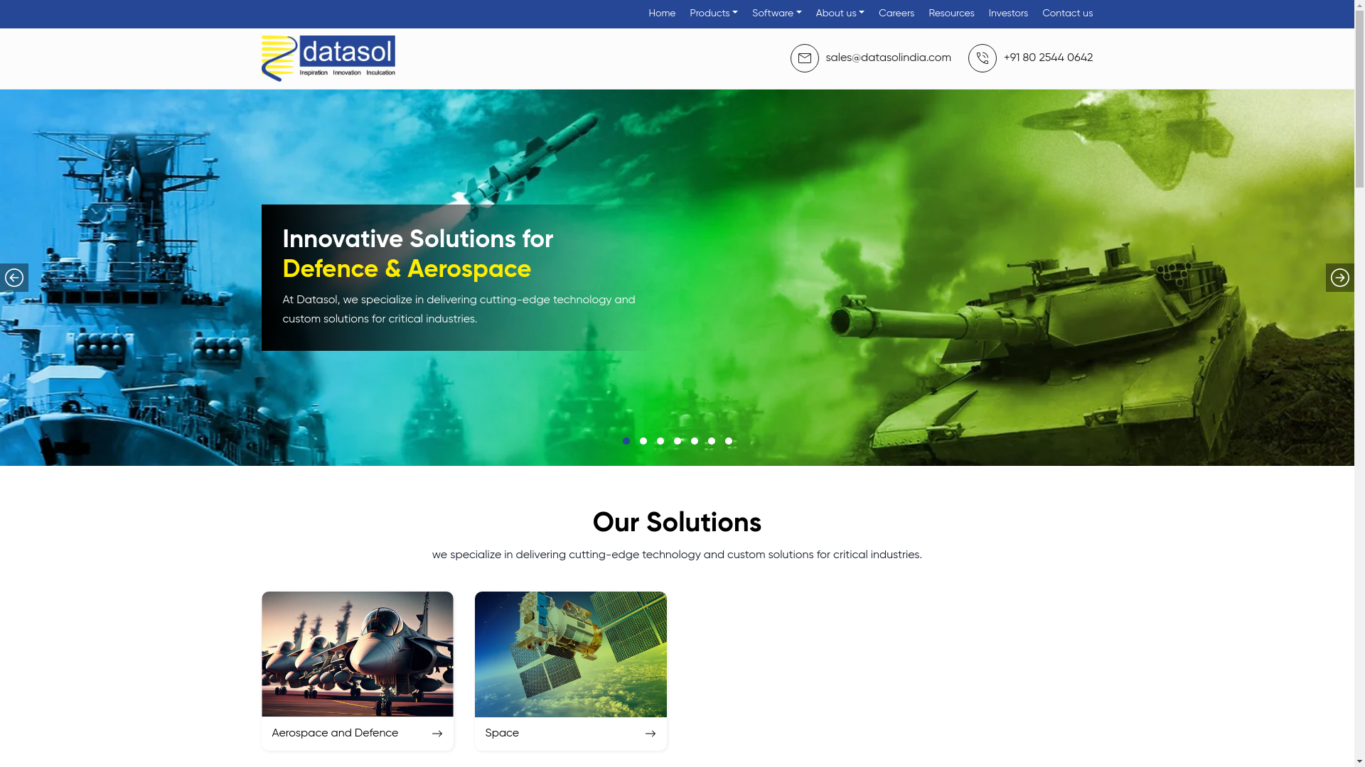 website screenshot of https://datasolindia.in/