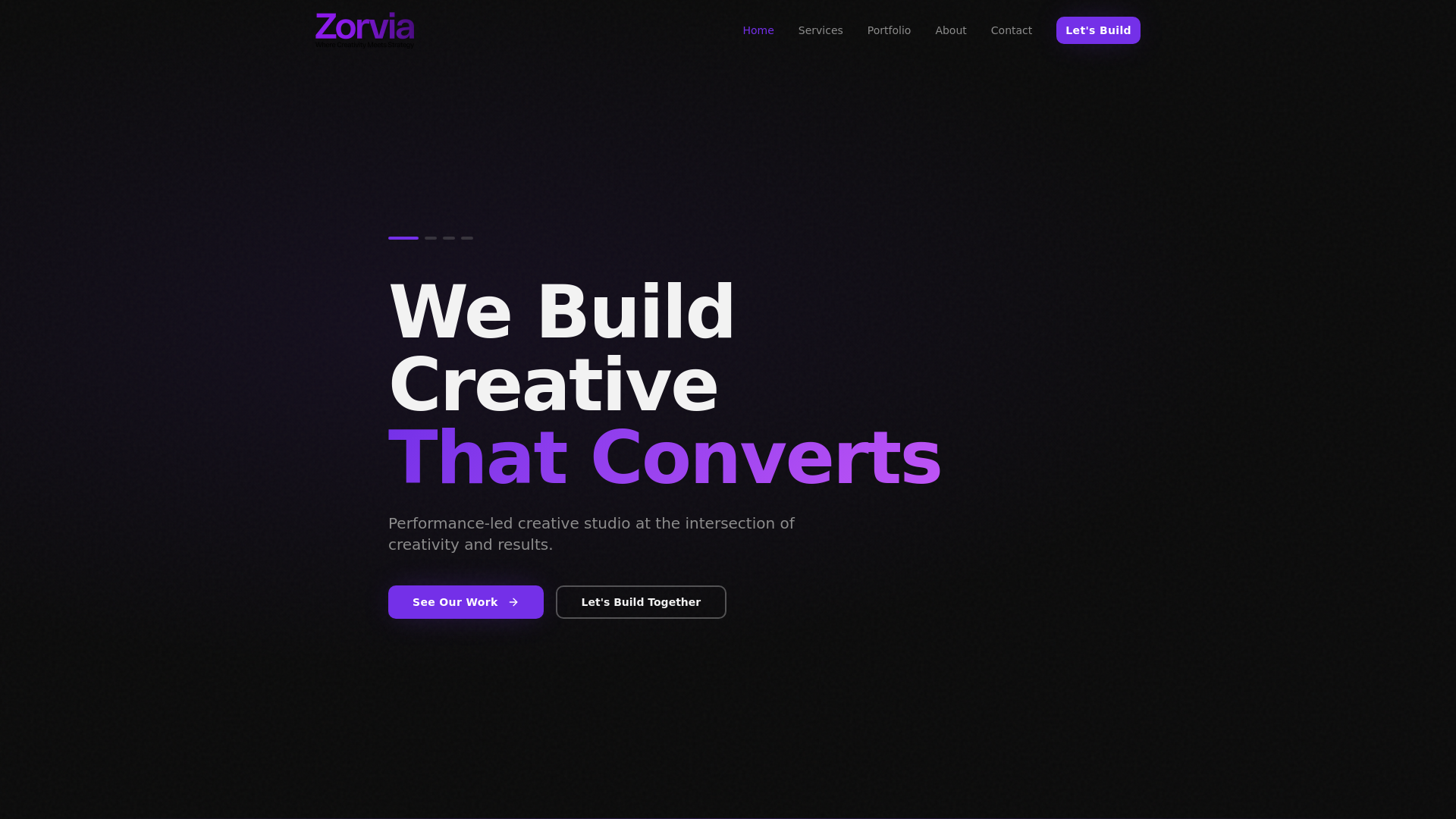 website screenshot of https://zorviastudio.io/