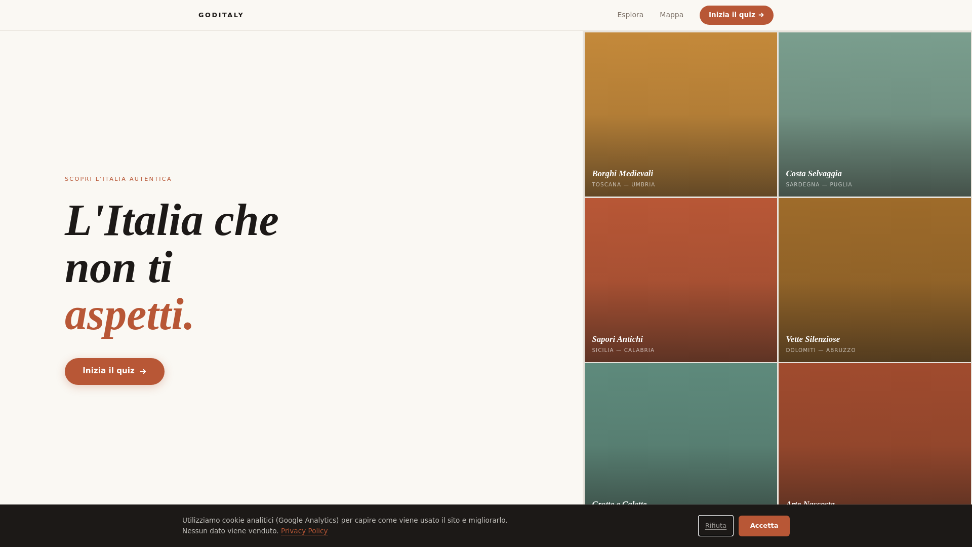 website screenshot of https://goditaly.it/