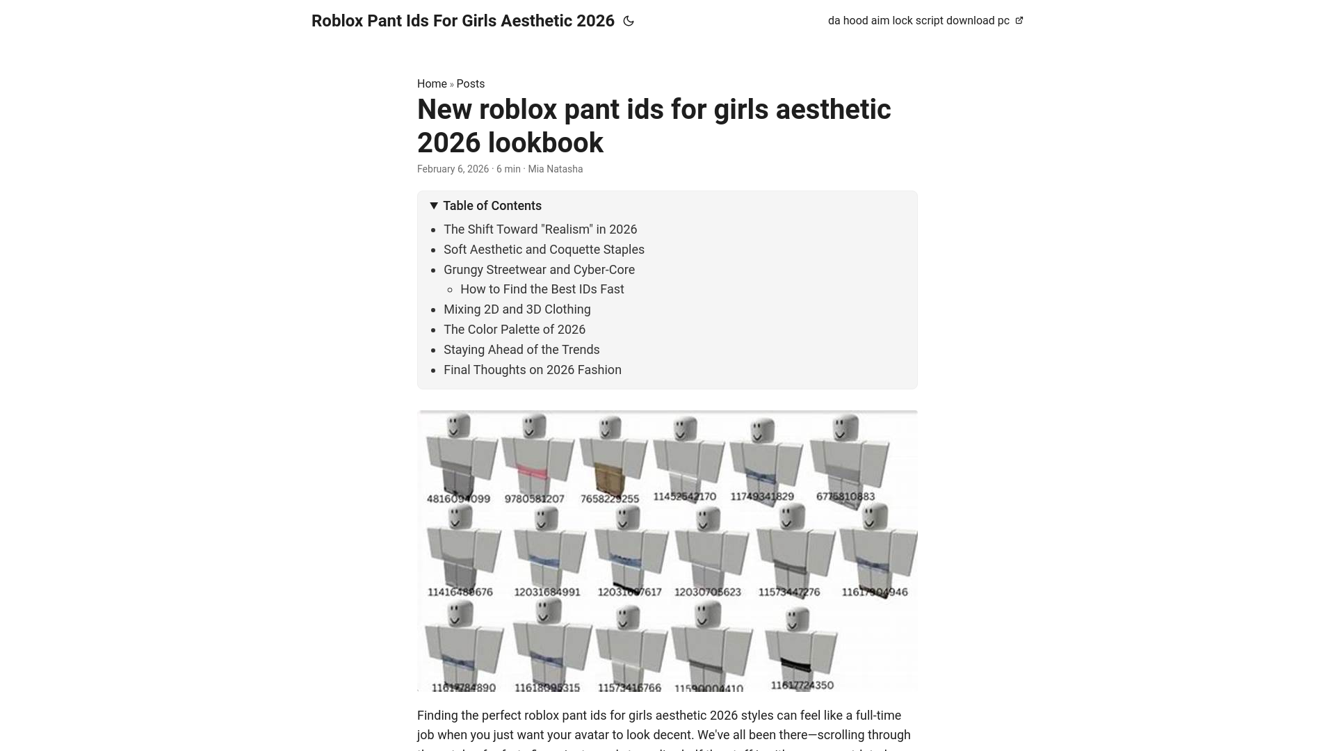 website screenshot of https://roblox-pant-ids-for-girls-aesthetic-2026.pages.dev/