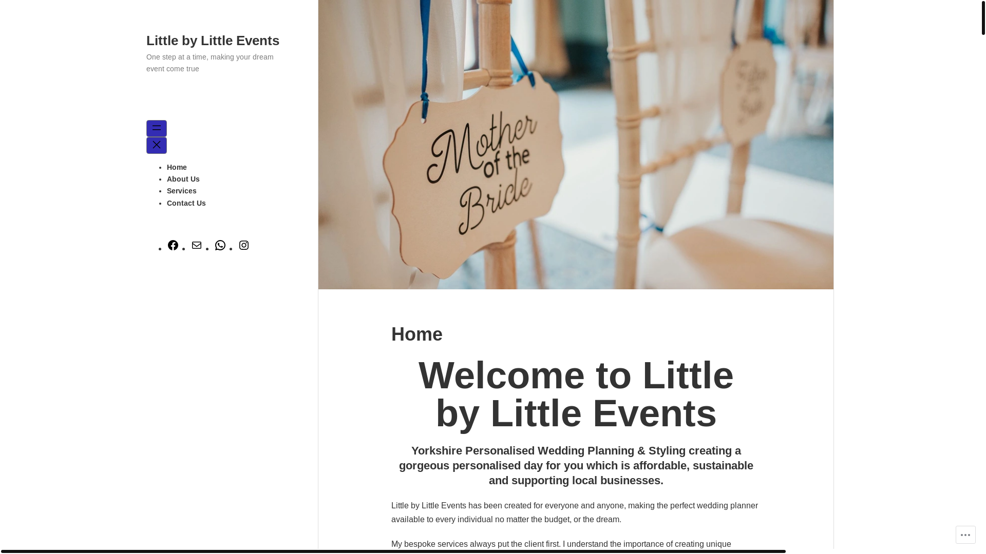 website screenshot of https://littlebylittleevents.co.uk/