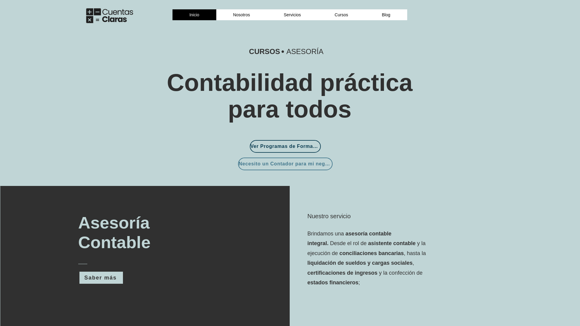 website screenshot of https://estudiocontablecc.com/