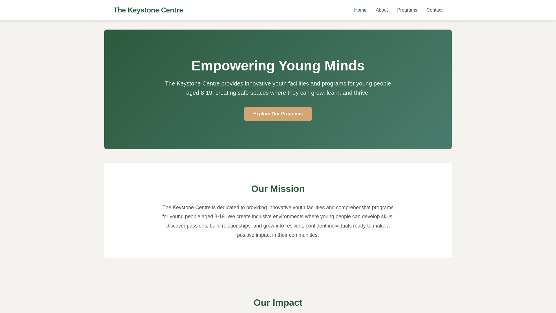 website screenshot of https://keystonecentre1.org/