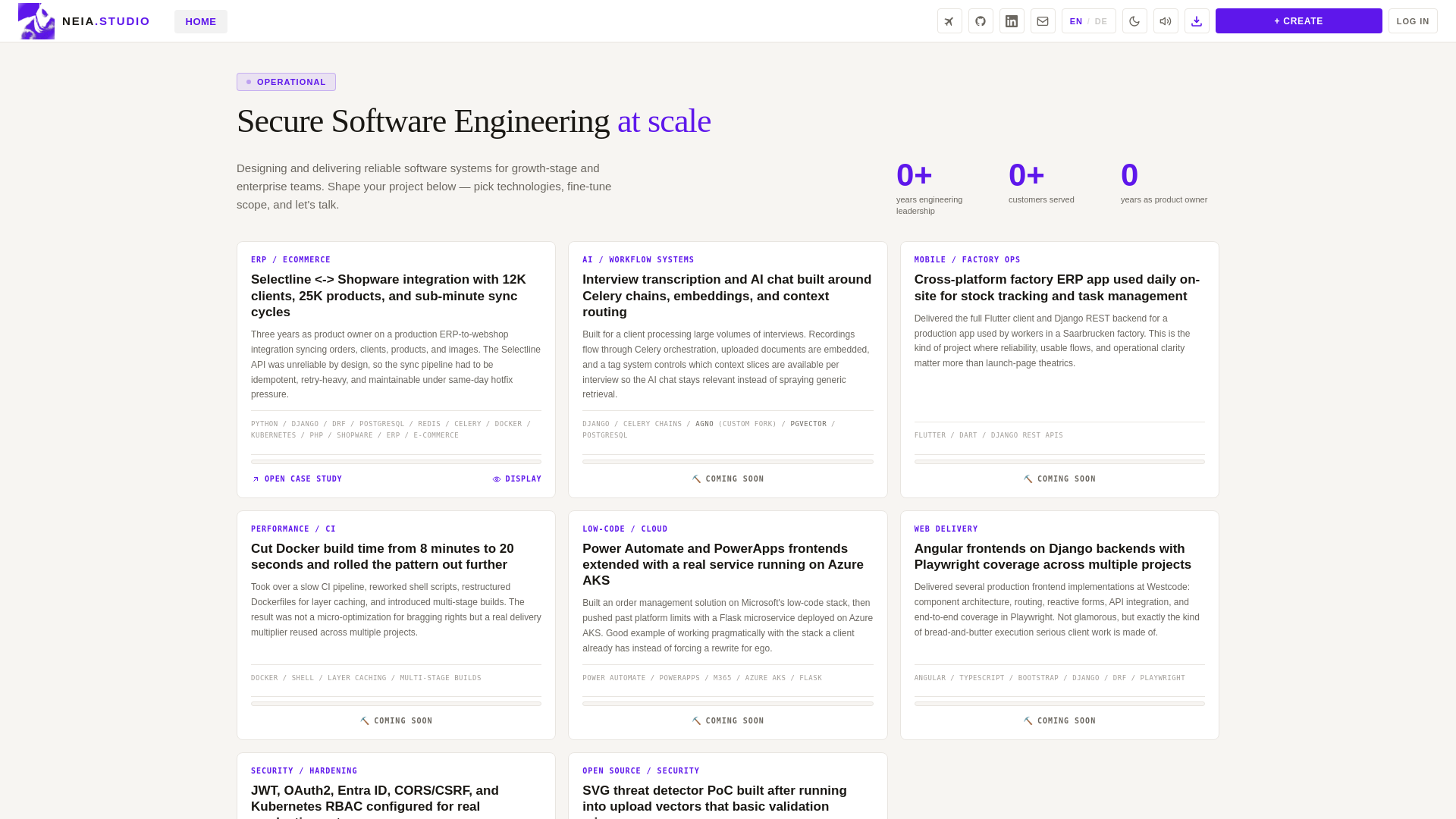 website screenshot of https://neiastudio.pages.dev/