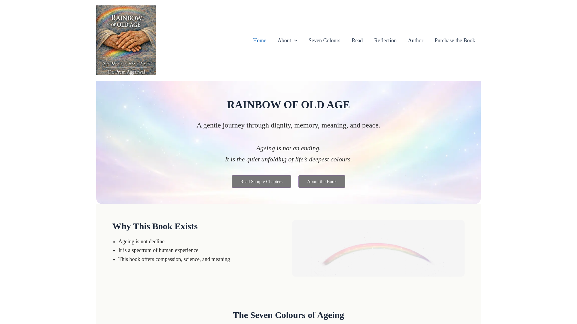 website screenshot of https://rainbowofoldage.in/