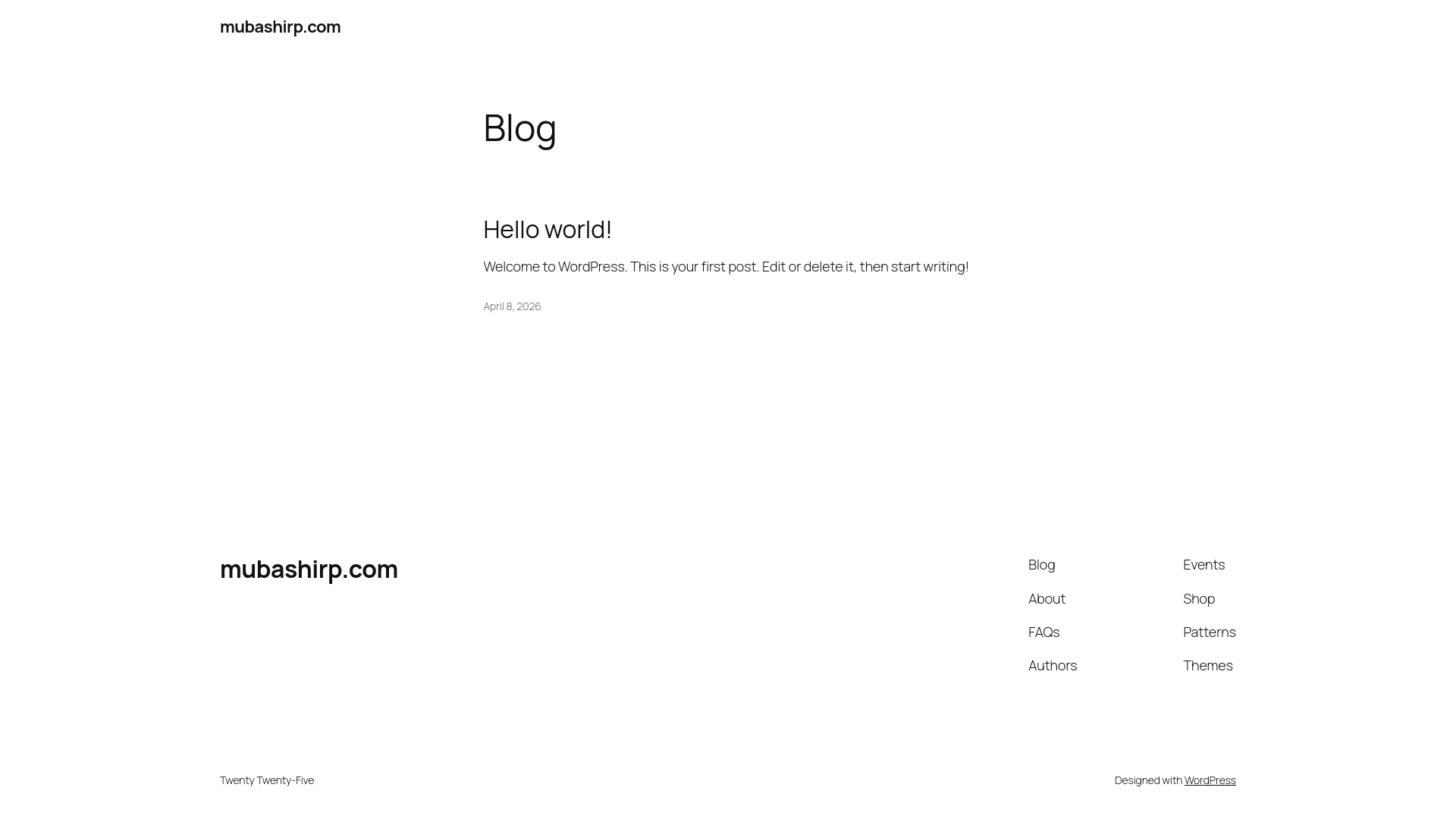website screenshot of https://mubashirp.com/