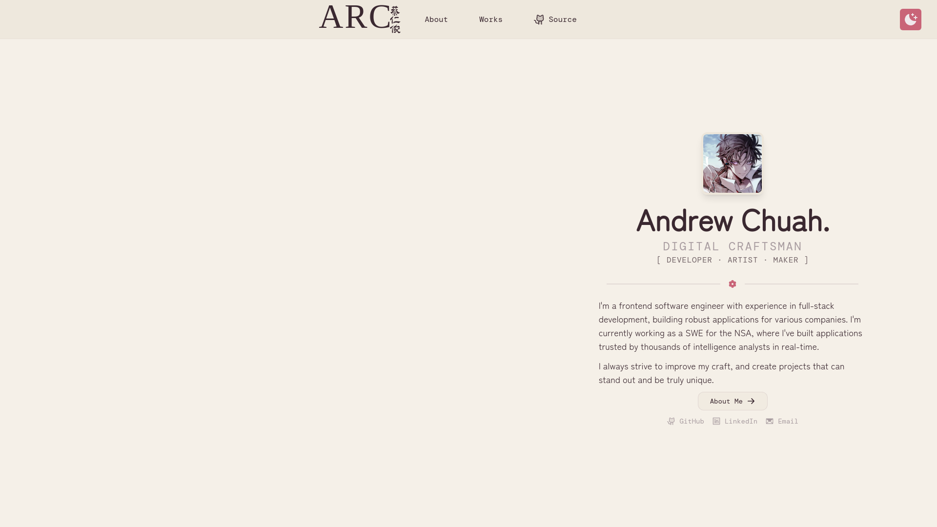 website screenshot of https://terystal.dev/
