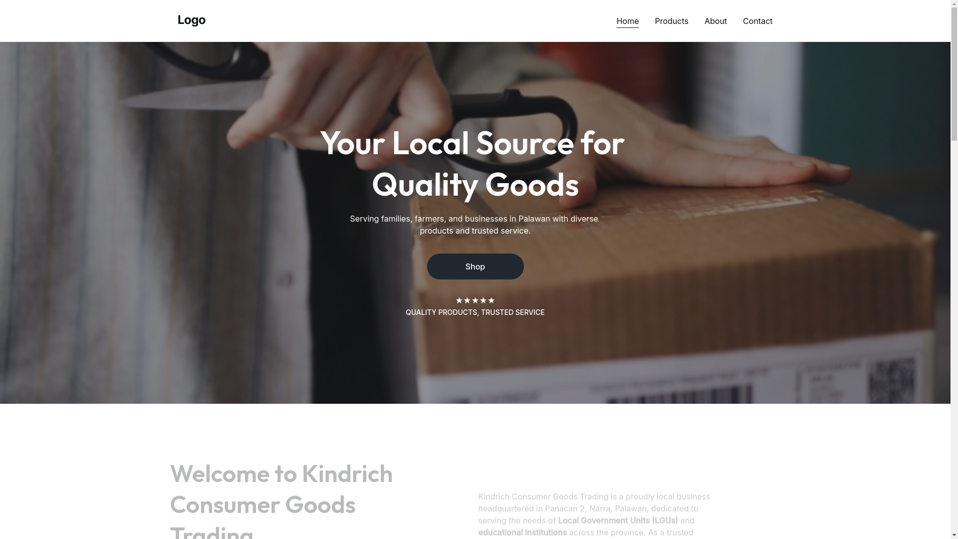 website screenshot of https://kindrichconsumergoodstrading.com/