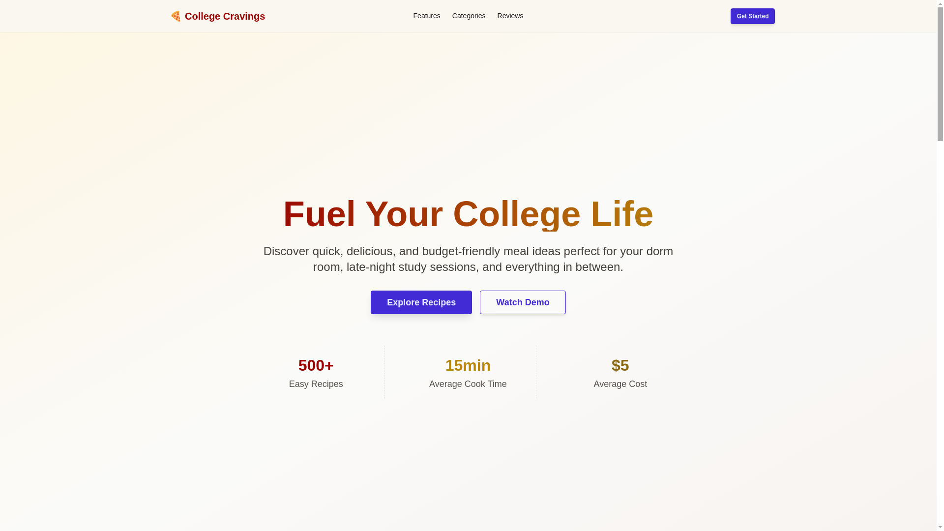 website screenshot of https://collegecravings.pages.dev/