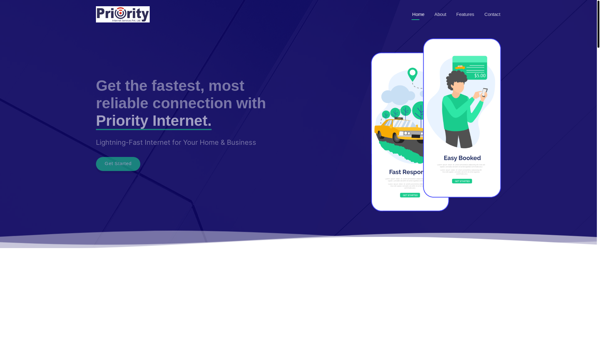 website screenshot of https://priorityinternet.in/