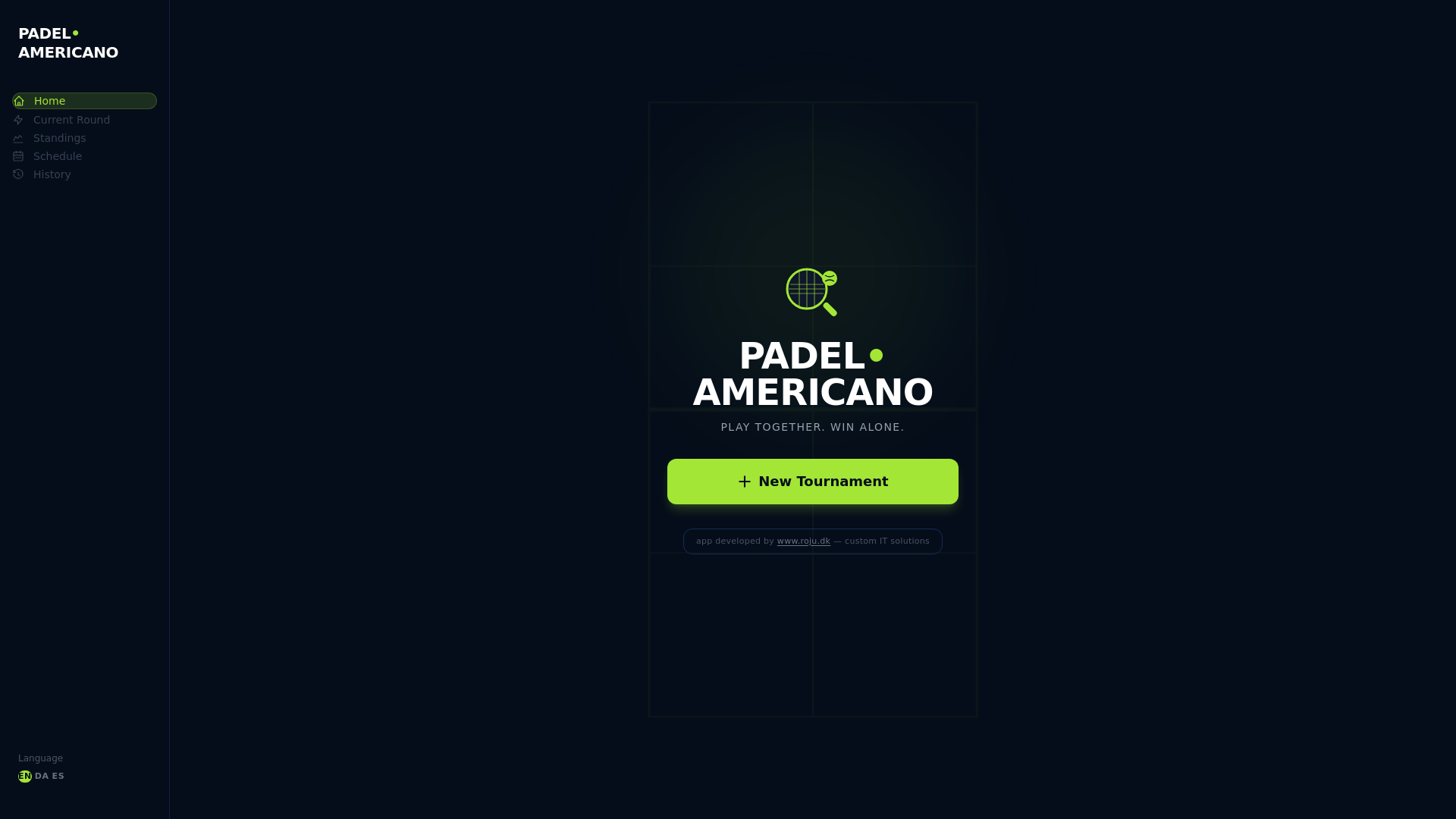 website screenshot of https://americano-padel.dk/