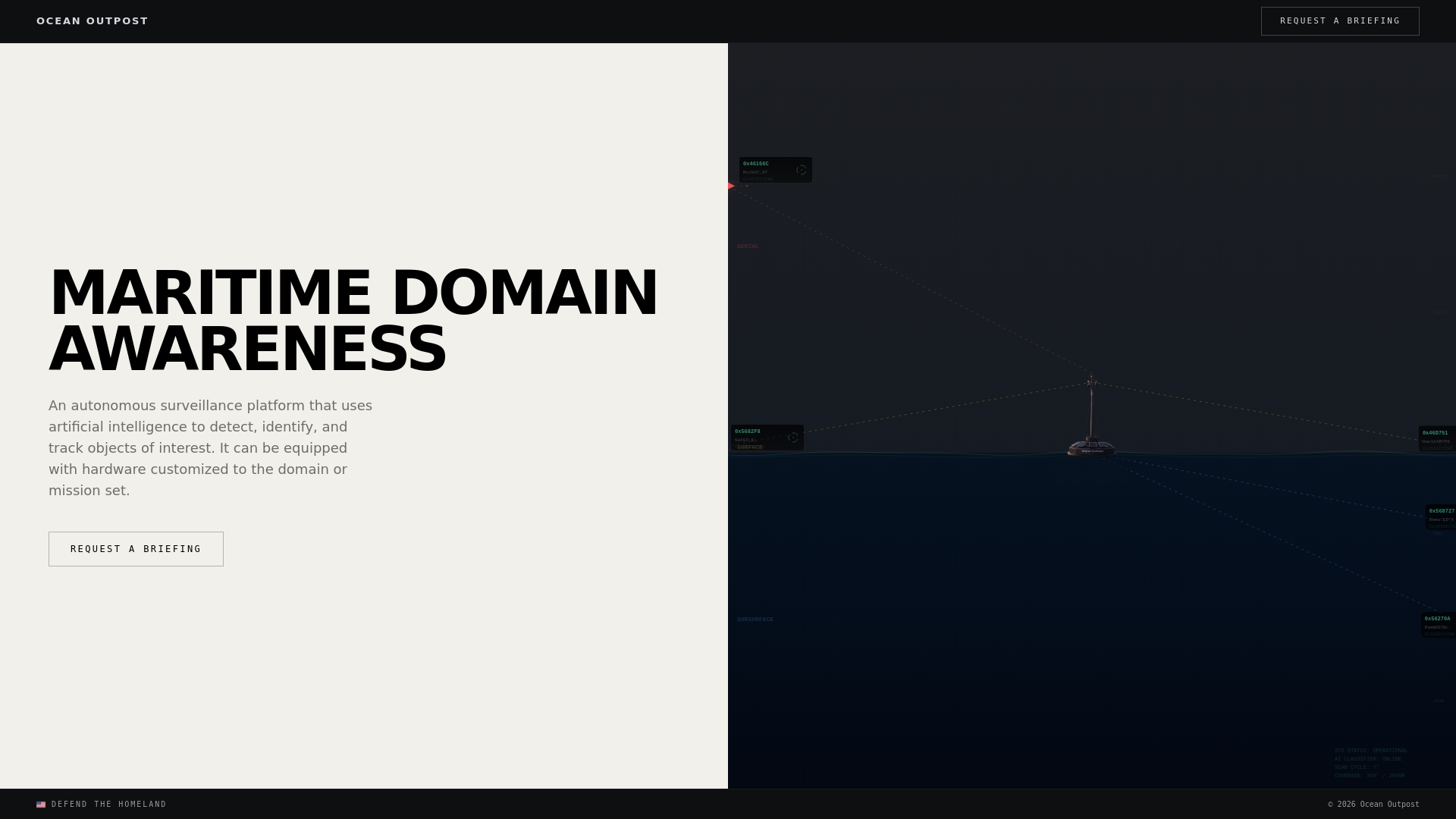 website screenshot of https://oceanoutpost.co/