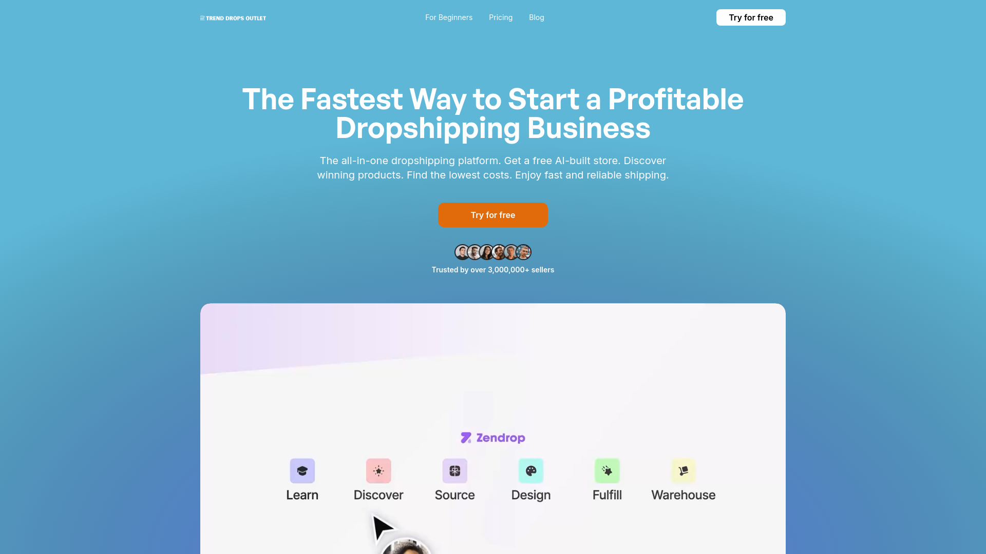 website screenshot of https://trenddropsoutlet.org/