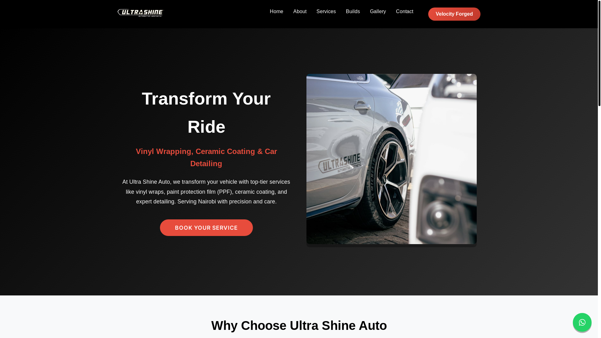website screenshot of https://ultrashineauto.co.ke/