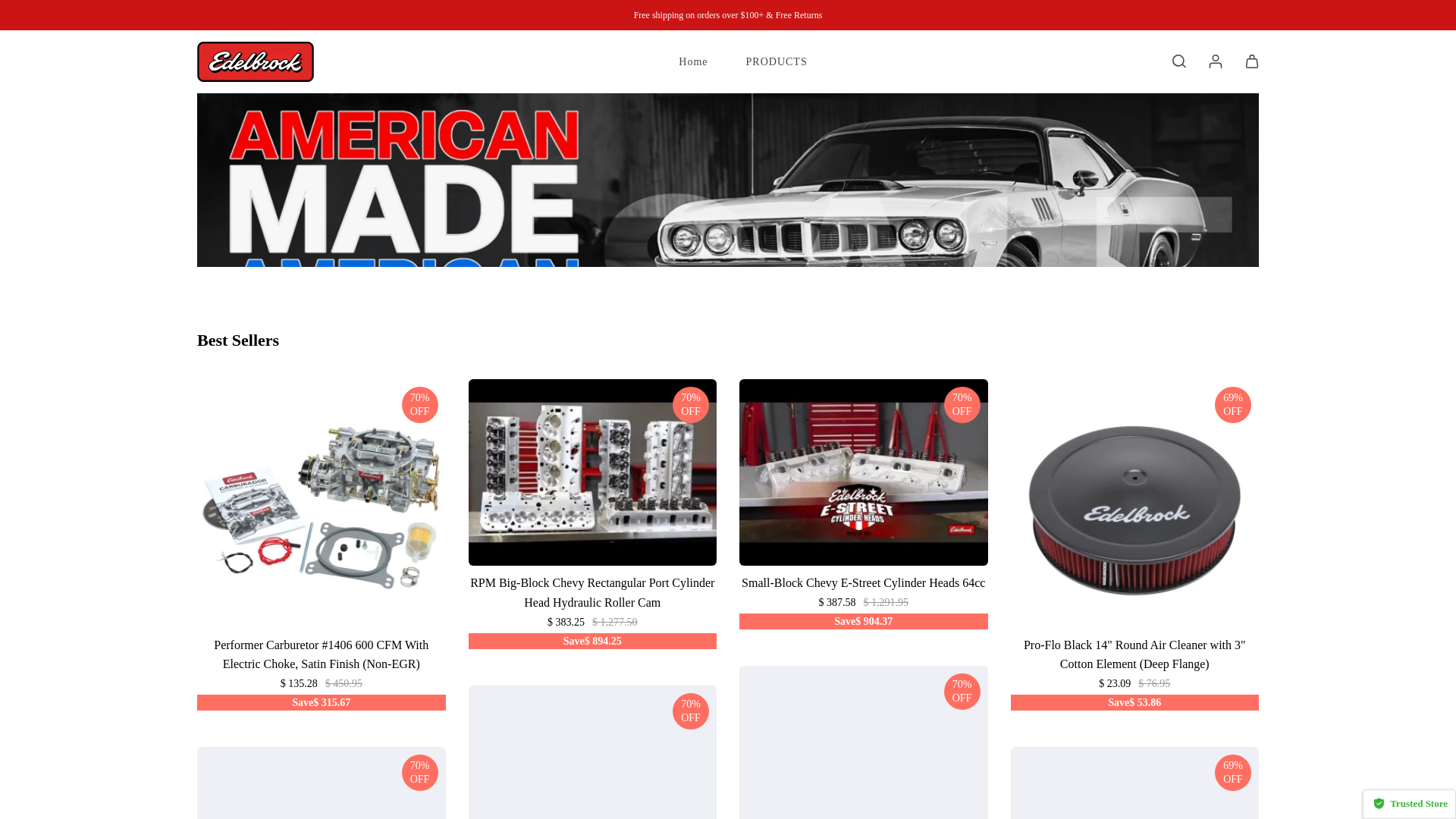 website screenshot of https://edelbrockusa.shop/