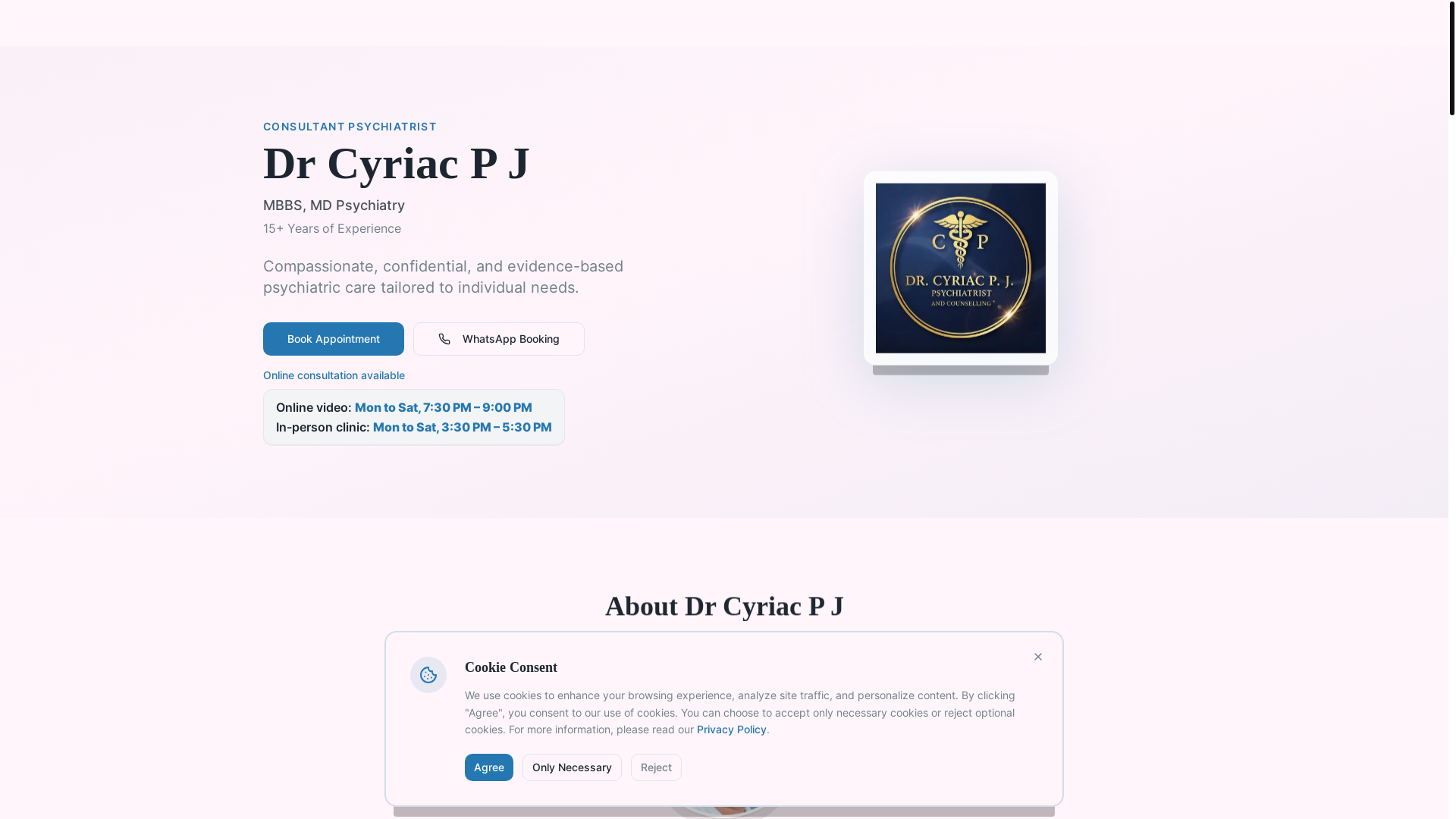 website screenshot of https://drcyriacpj.com/