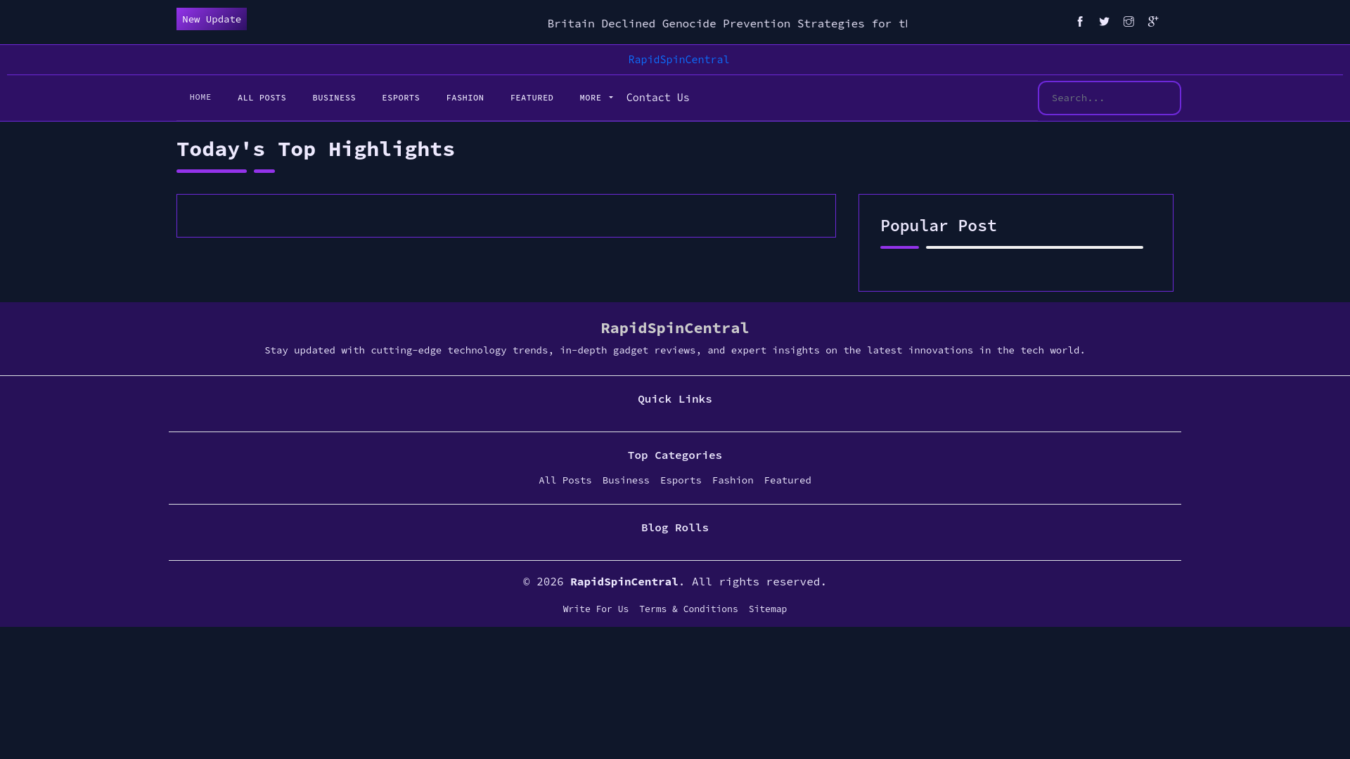 website screenshot of https://rapidspincentral.nl