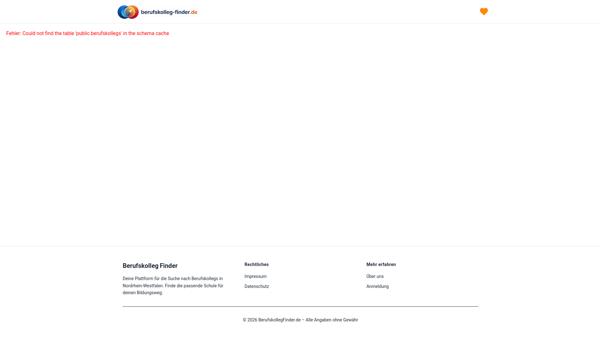 website screenshot of https://berufskolleg-finder.de/