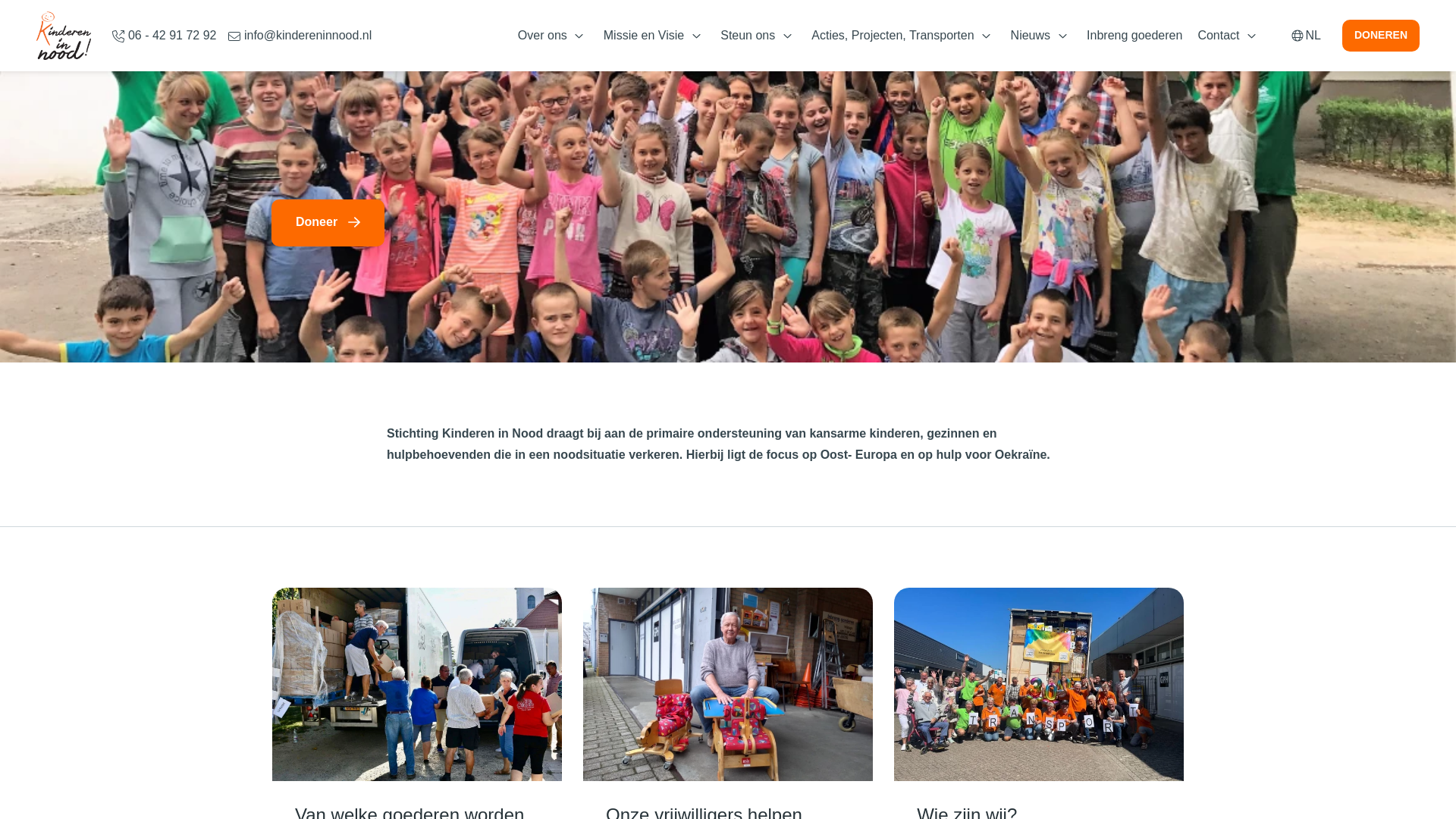 website screenshot of https://kindereninnood.nl