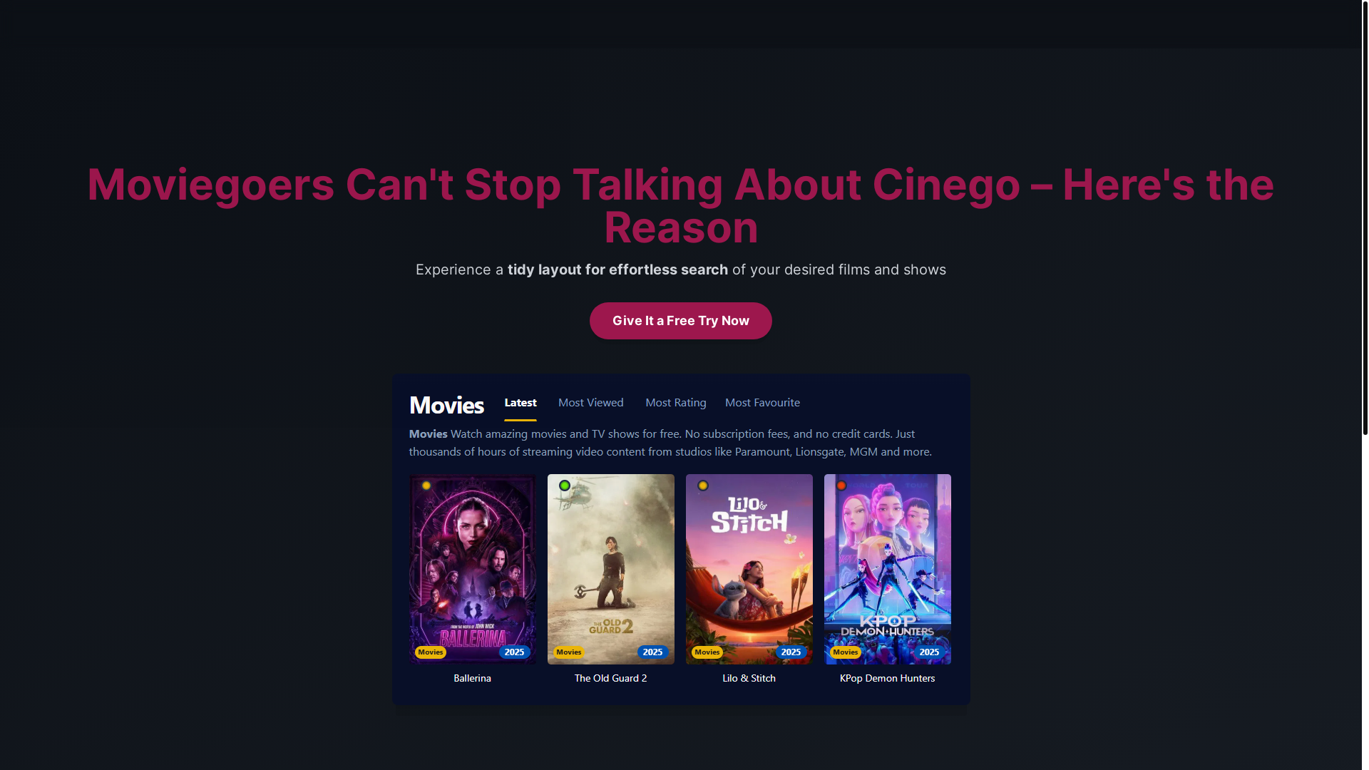 website screenshot of https://cinego-b93a.pages.dev/