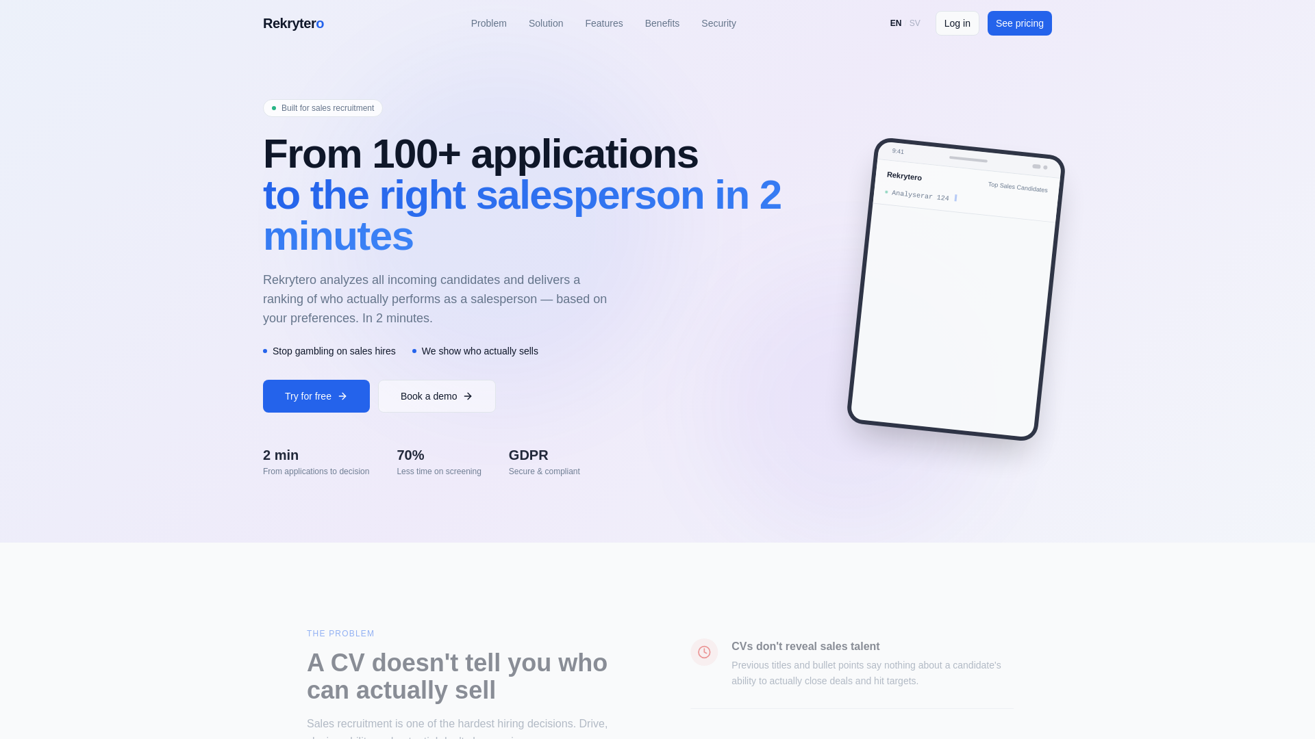 website screenshot of https://rekrytero.se/