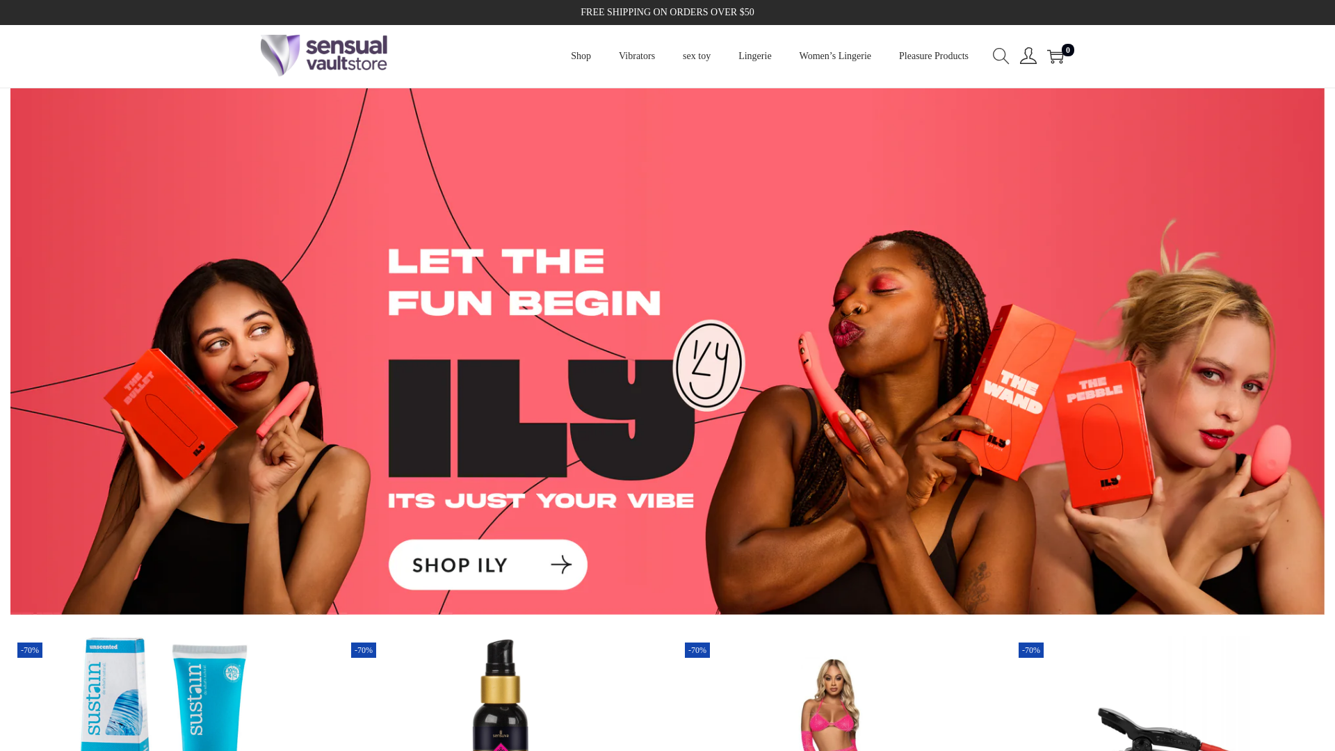 website screenshot of https://sensualvaultstore.com/