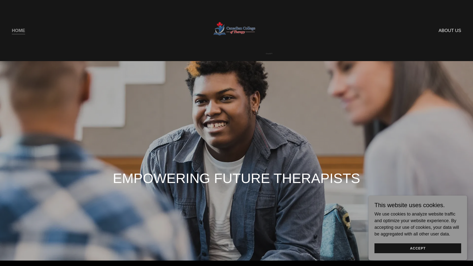 website screenshot of https://canadiancollegeoftherapy.com/